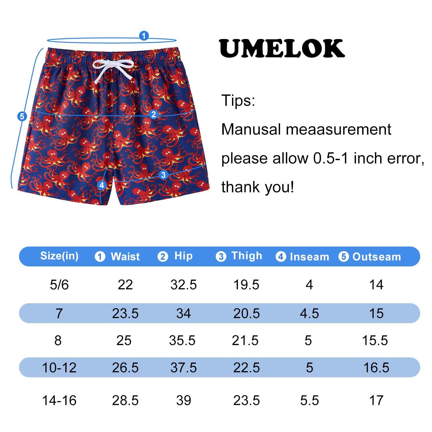 UMELOK Costume da bagno per bambini con fodera a compressione | 2 in 1