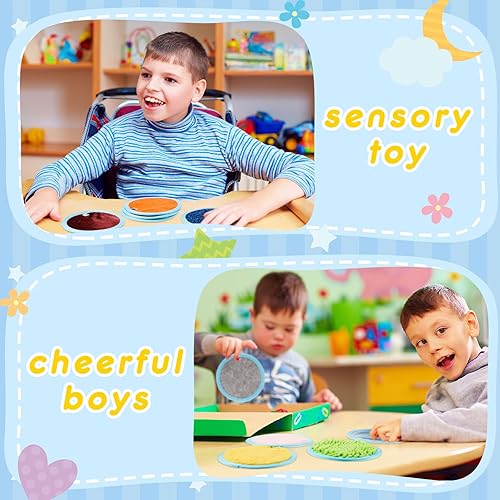 Miniatura 3 de Haull 15 piezas de mini alfombrillas sensoriales redondas sensoriales para habitaciones con textura, juguetes sensoriales táctiles educativos, panel