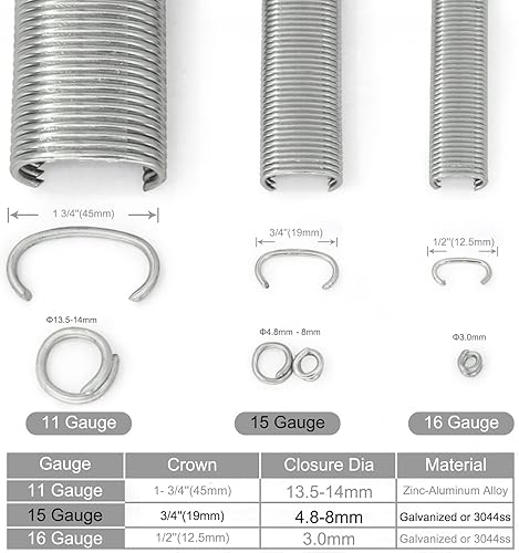 Miniatura 7 de KIMSING SC7 - Grapas de anillo C galvanizado de calibre 15 de 34 pulgadas, anillos en C, grapas de cerdo de alambre, sujetadores para herramienta de