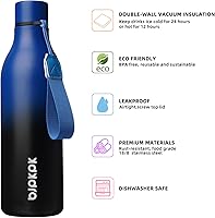 Vista 302 de BJPKPK Botellas de agua aisladas, botella de agua de metal de acero inoxidable de 18 onzas con correa, termo a prueba de fugas sin BPA, tazas