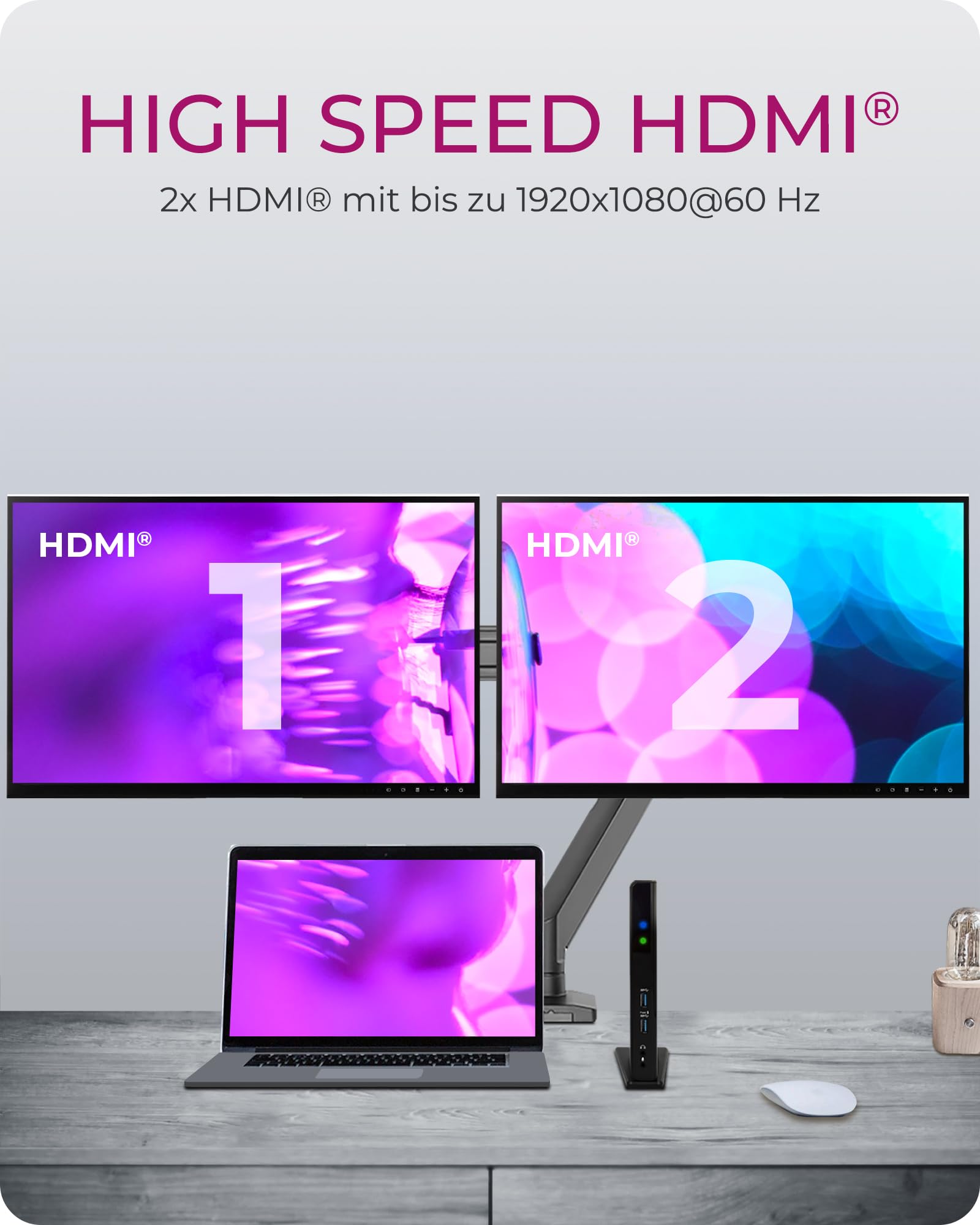 11-en-1Dock USB 3.0 Type-A + Type-C® avec Deux interfaces HDMI®
