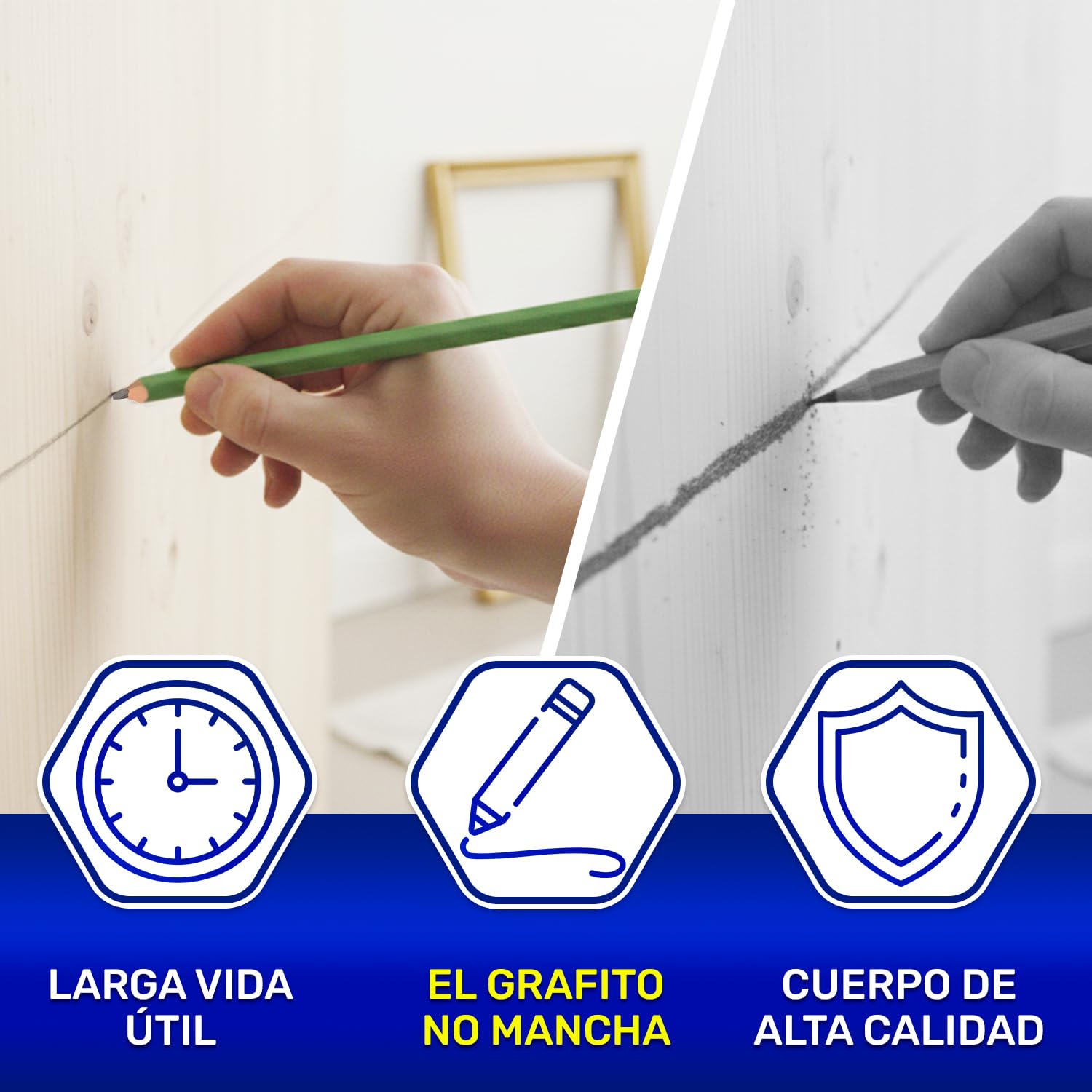 MONTERAL 12 Piezas Lapiz Obra de 250 mm con Grafito 4H - Lapiz Albañil Tienen Cuerpo de Color Verde - Apto para Superficies de Hormigón y Ladrillo