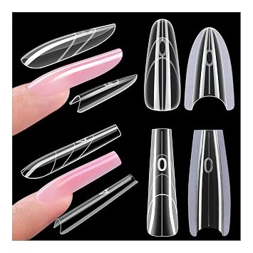 Gelike EC Dual Forms for Nail Extension Almond &Coffin Sandwich Dual Forms Work with Builder Gel & Polygel - 2 Shapes 240PCS 15 Sizes Reusable 50+ Times Clear Acrylic Molds Kit for Quick Manicure