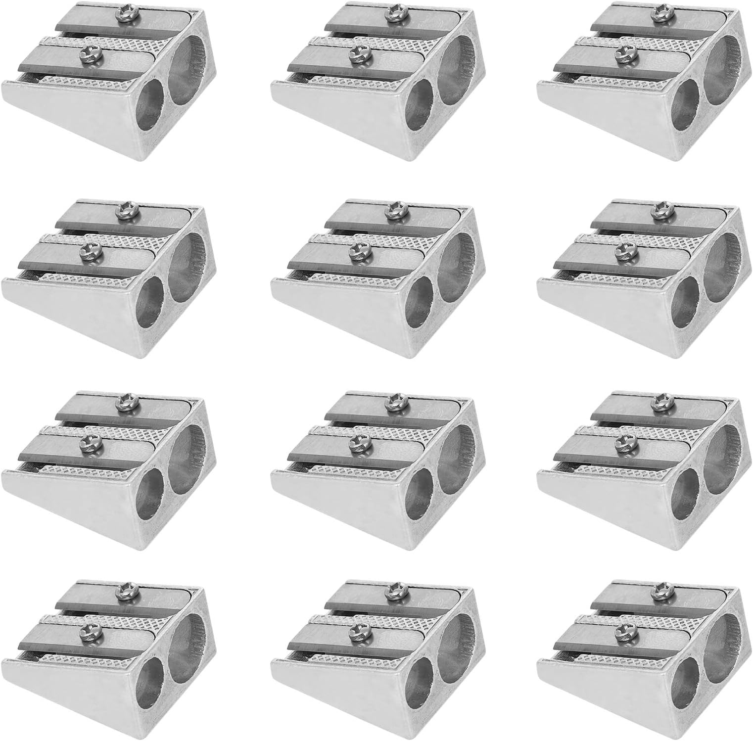 KALLORY 16pcs Handheld Pencil Sharpener Set - Alloy Dual Hole Manual Sharpeners