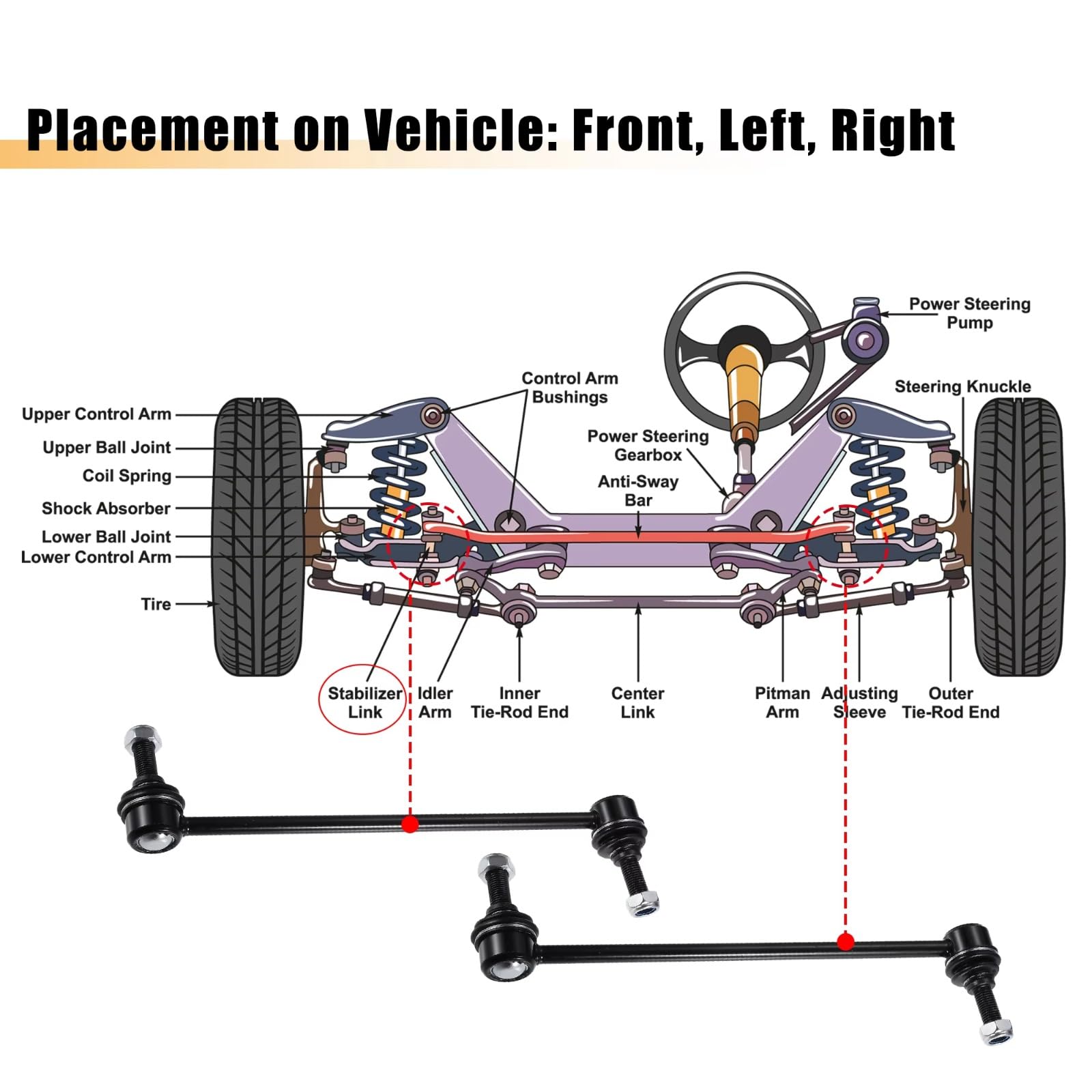 Buje estabilizador (1 par) para Barra estabilizadora de suspensión Delantera K80230 para Chevrolet Impala 2014 2015 2016 2017 2018 y 2019