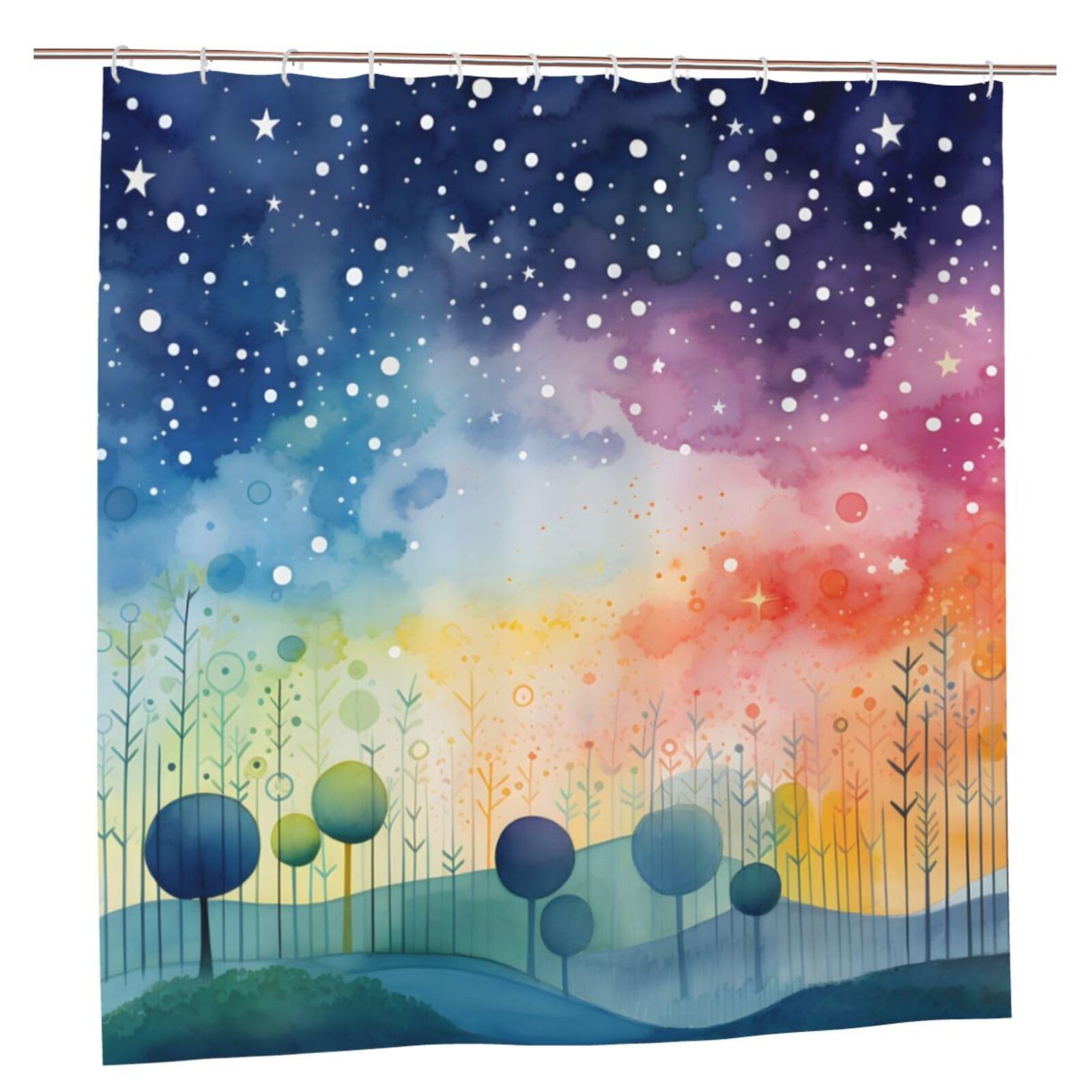Rideau de douche arc-en-ciel 183x183 cm en tissu imperméable avec crochets