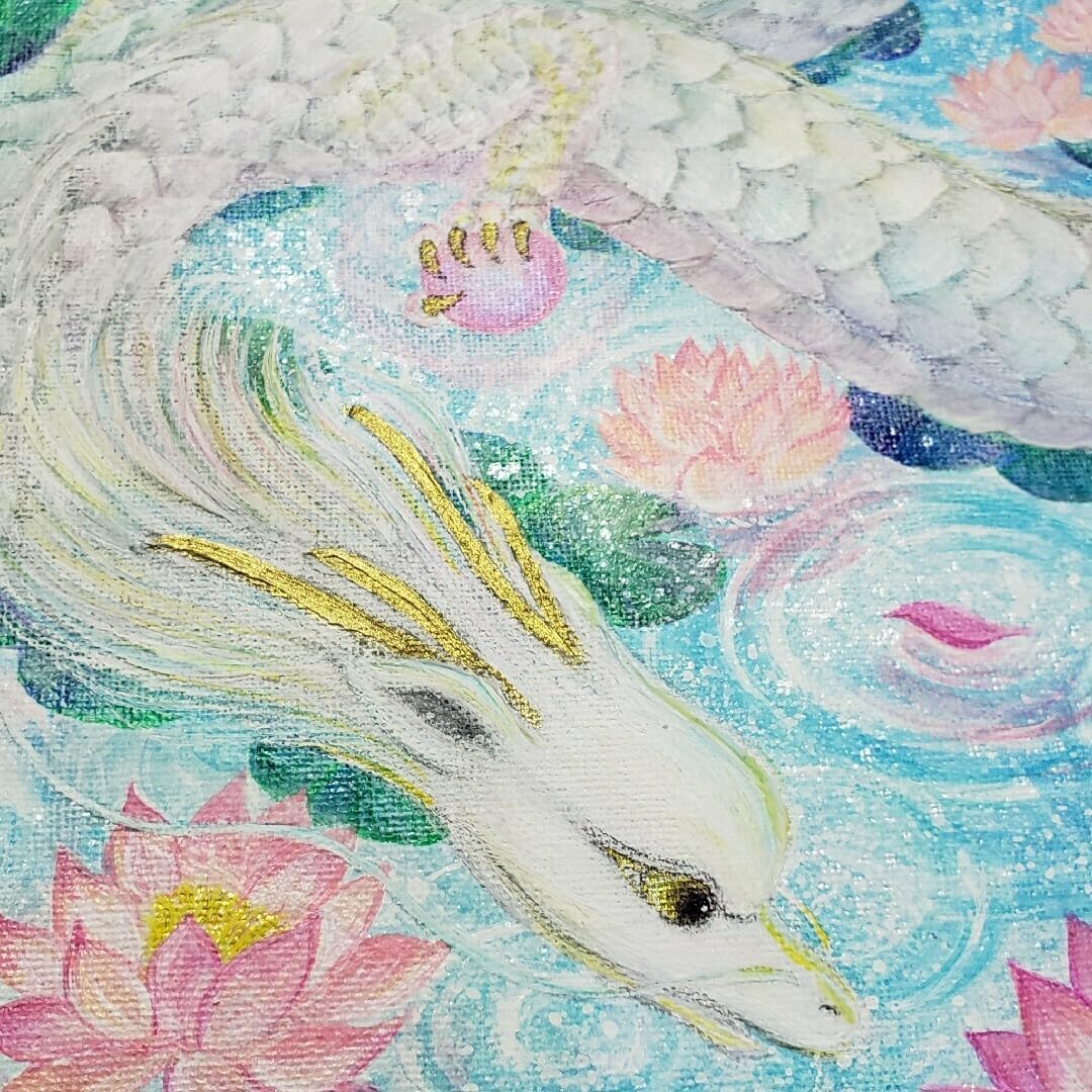 No.463 龍神 白龍 虹龍 睡蓮 風景画 絵画 開運絵画 No.432 龍神