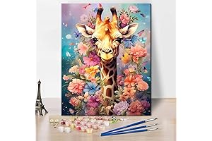 TUMOVO Paint by Numbers for Adults - Giraffe with Flowers