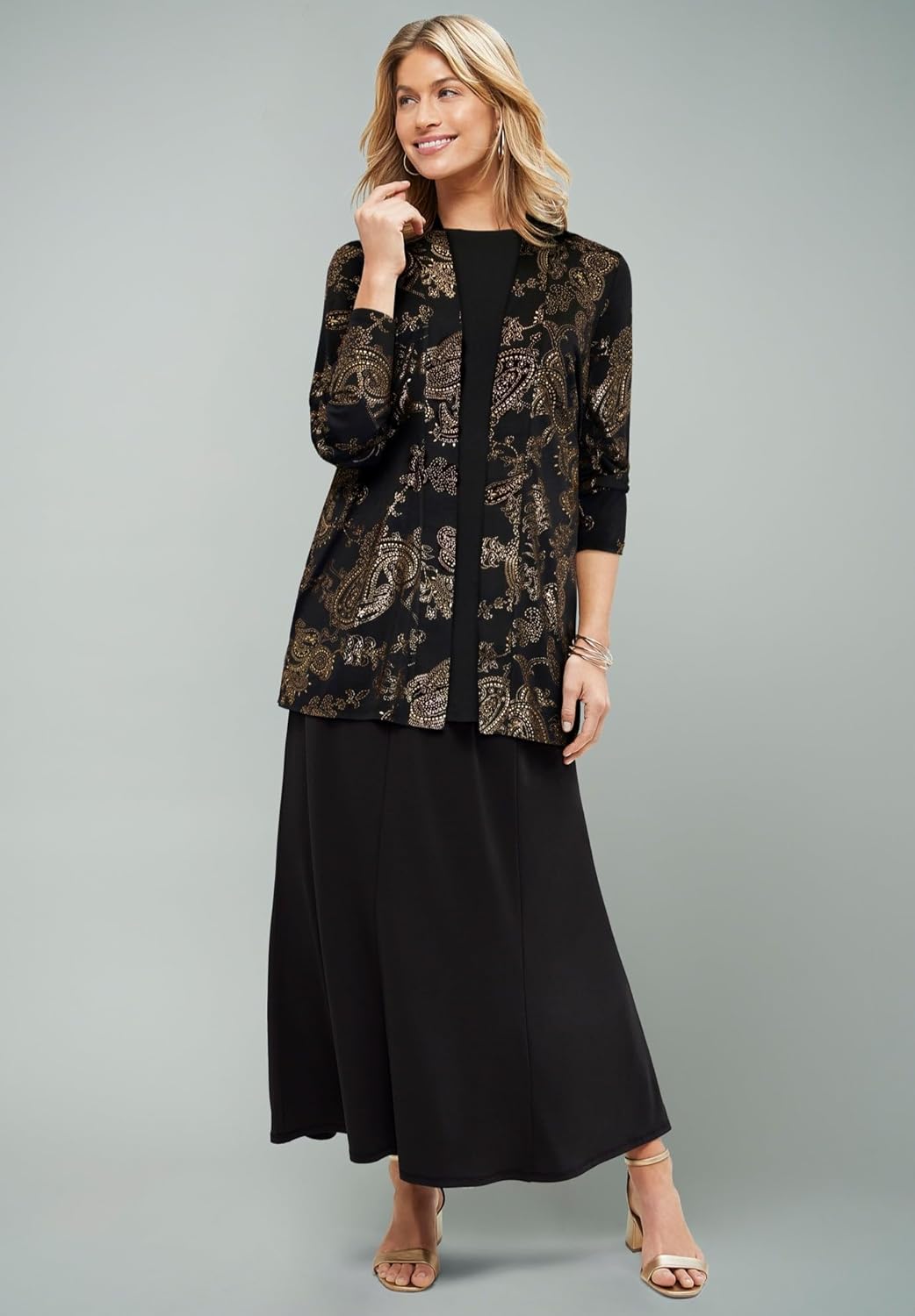 Jessica London Women's Plus Size Stretch Knit Open Front Knit Topper