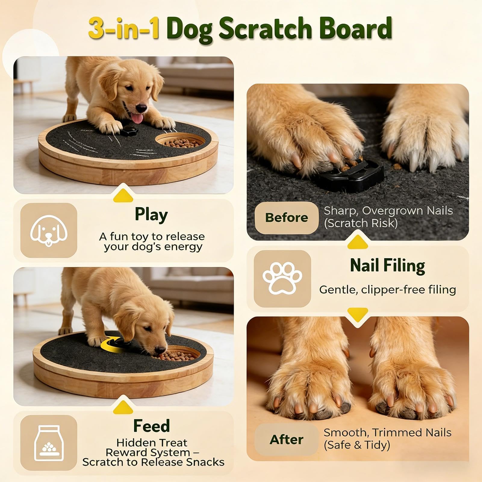 Générique Griffe à gratter pour Chien - Jouet Rotatif en Bois avec boîte à | | Planche à Gratter Ajustable | pour Soin des Griffes et Coussinets