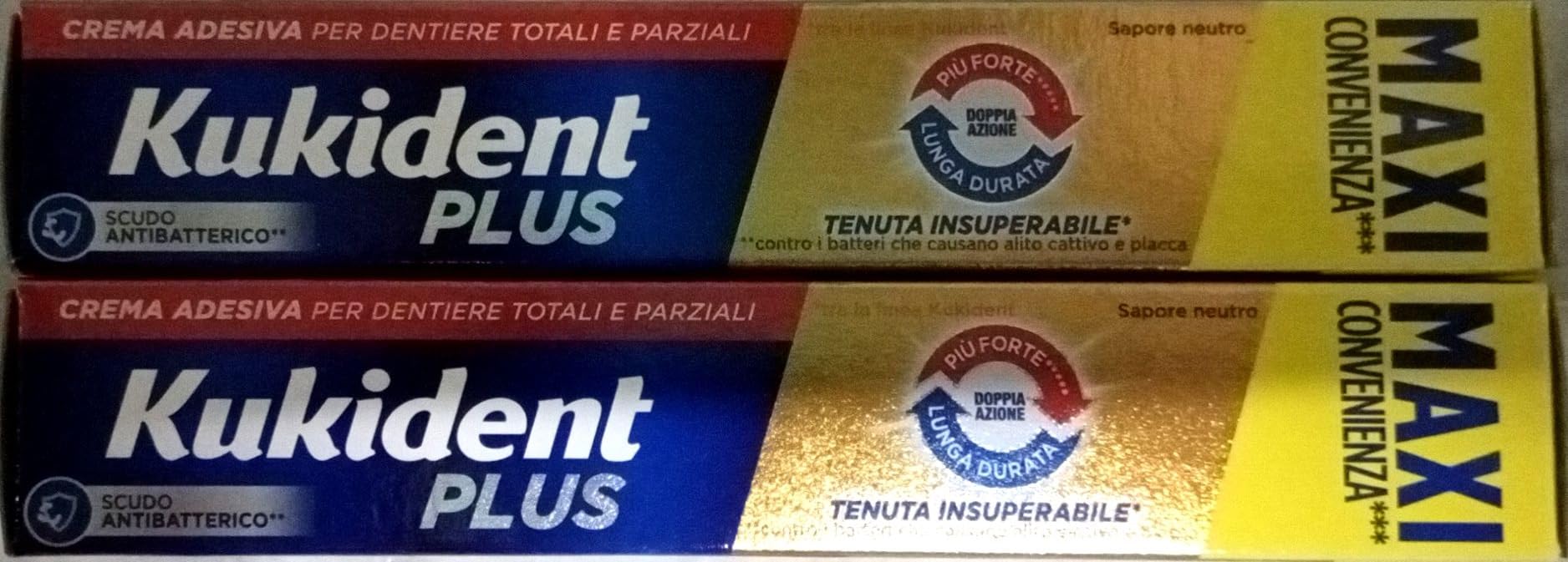 Kukident - Kukident Plus Doppia Azione Crema Adesiva Confezione Doppia per Dentiere 2x65g - 984360331