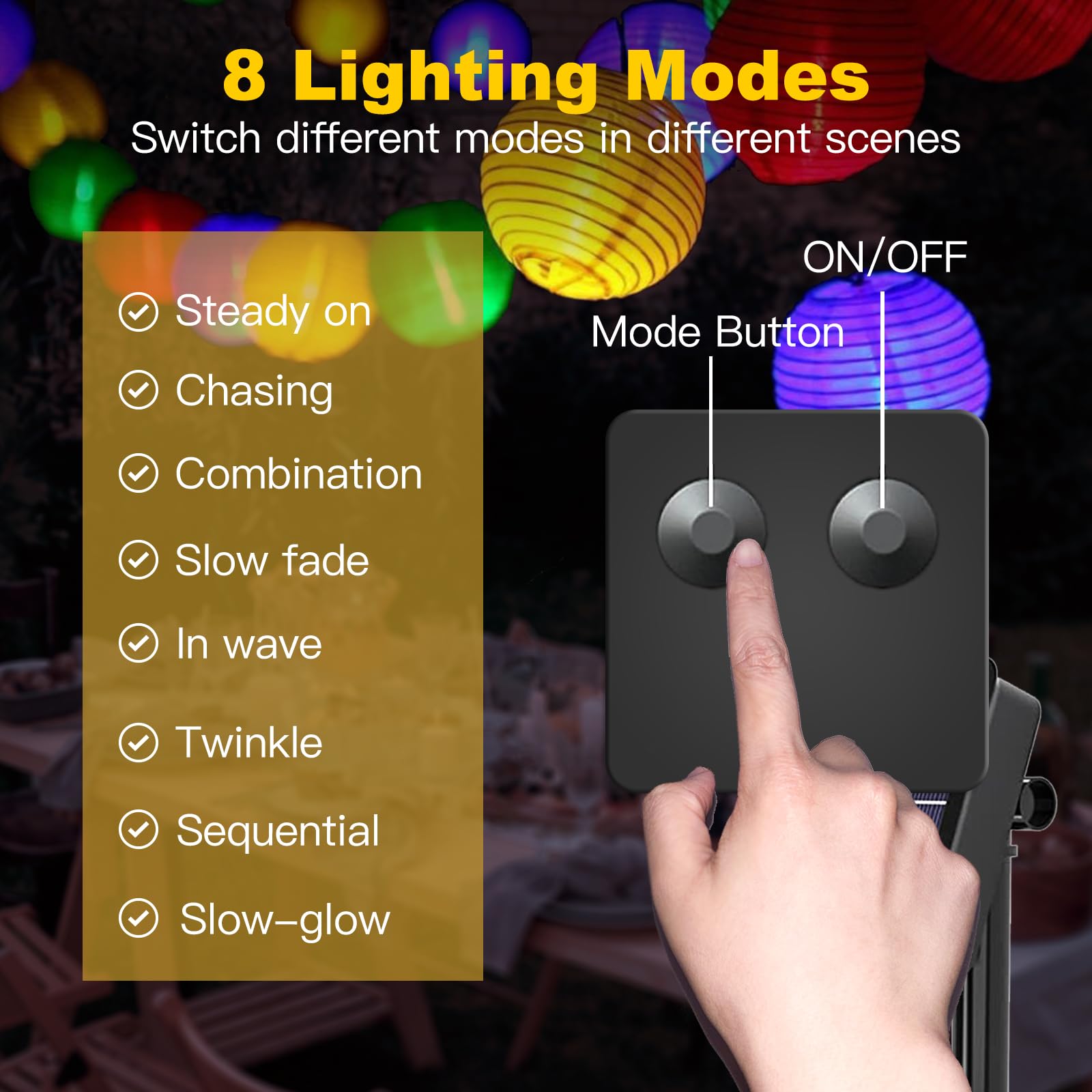 LED Fairy Lights Lanterns Outdoor Solar 6.5 m 30 LED Lanterns 8 Modes Waterproof Solar Lighting Solar Fairy Lights Outdoor for Garden, Yard, Wedding, Party Decoration, Balcony, Christmas, Party - Image 2