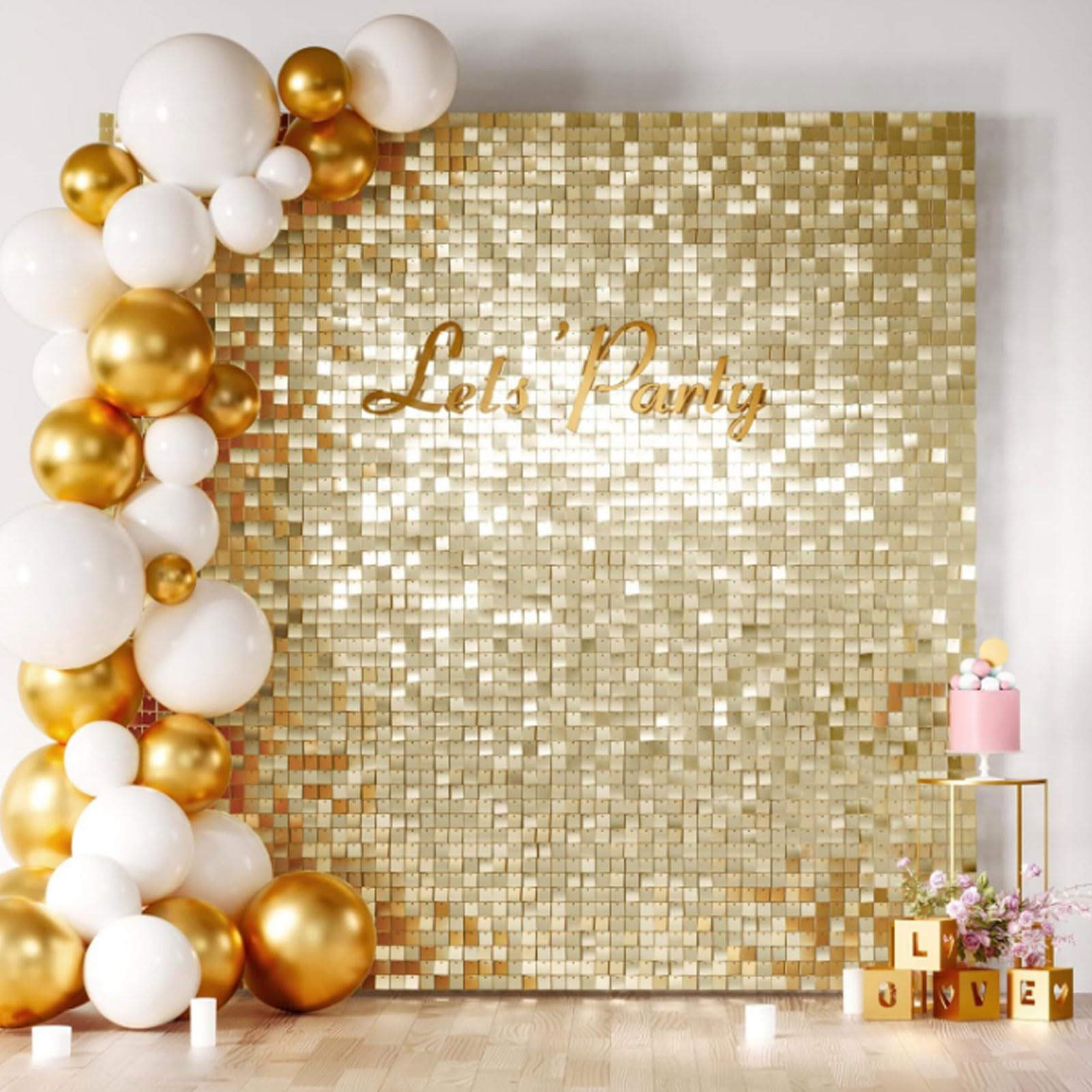 Panneaux Muraux de Fond Mural, 8pcs Square Sequin Shimmer Mur Murcarp Decoration, Foursquare Sequin Sequin Wall Foard pour Une Fête d'anniversaire, Mariage, Décoration