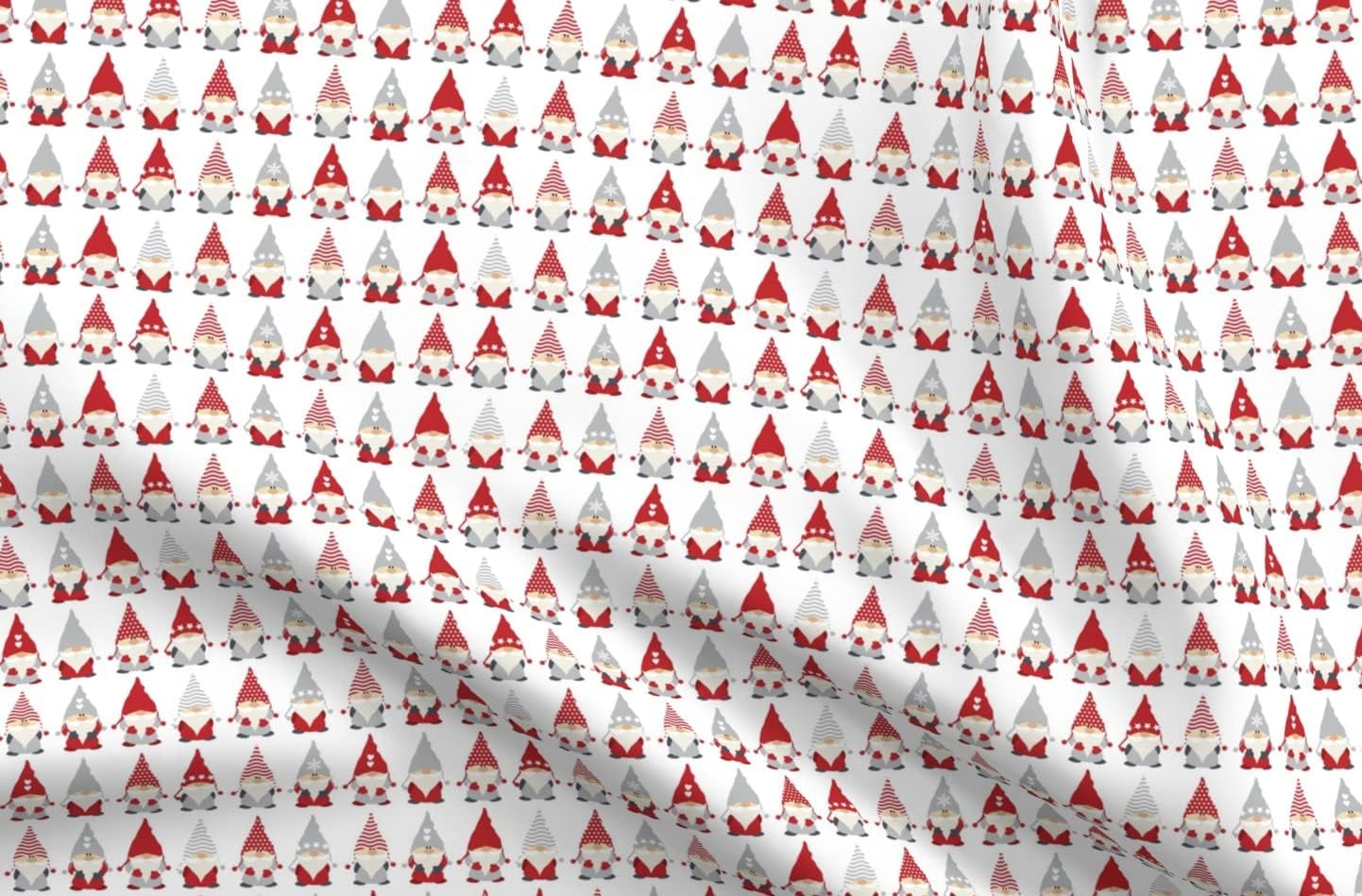 Spoonflower Fabric - Christmas Gnome Red White Holiday Printed on Organic Cotton Sateen Fabric by The Yard - Sewing Quilting Apparel Home Decor