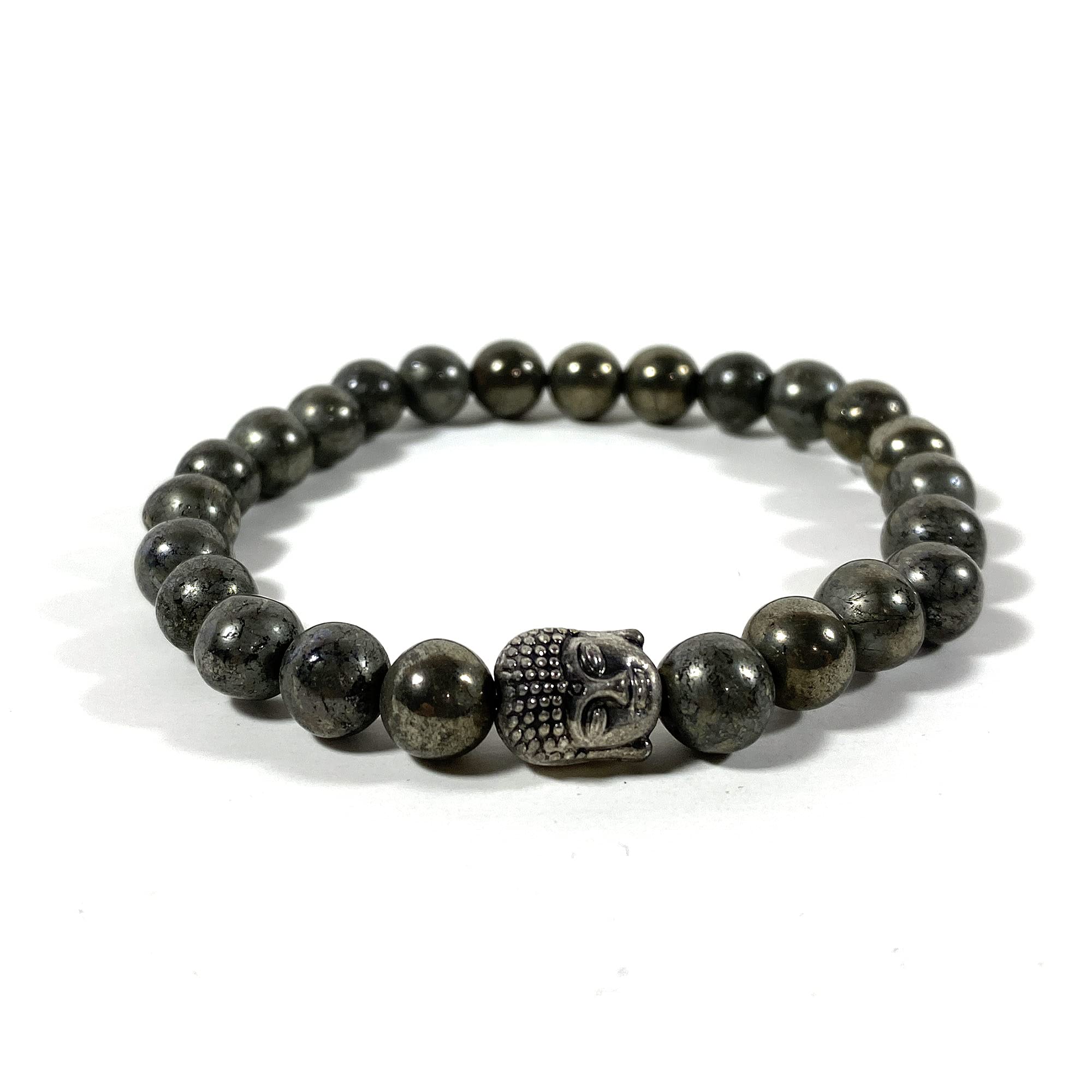 Agar CreationsMens Womens Pyrite (8mm) Mala Bracelet with Buddha Bead