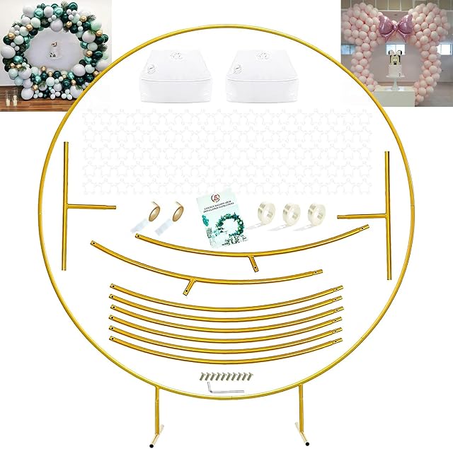 LANGXUN Du?y zestaw do dekoracji balonami, z metalu, do dekoracji ?lubu, urodzin, ceremonii wr?czania dyplom¨®w, baby shower, 2,2 m, Z?oty