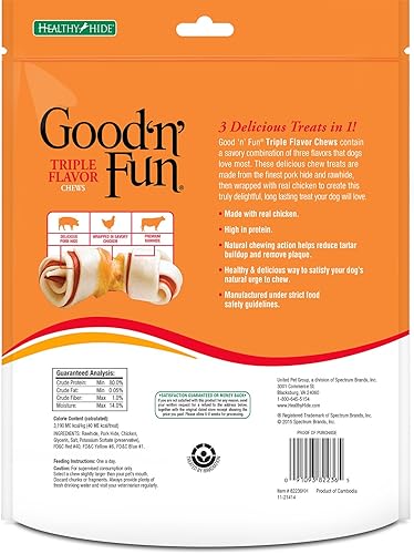 Miniatura 2 de Good 'N' Fun - Mini masticables de cuero crudo de triple sabor, 25 unidades