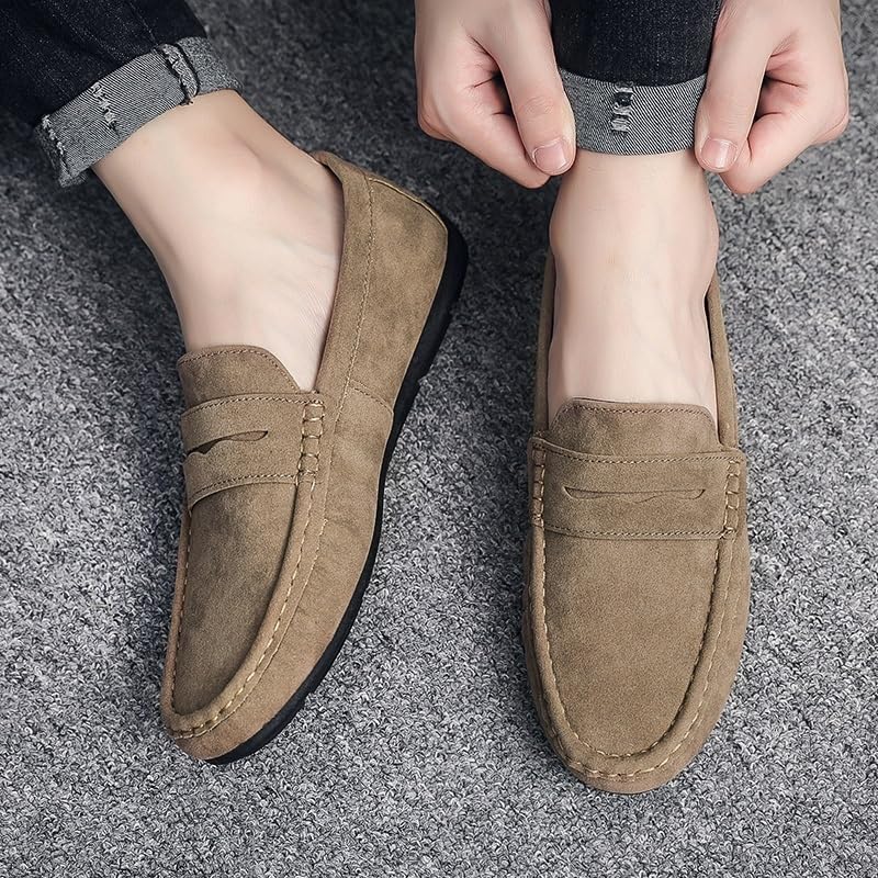 Party Loafers for Men's Suede Vamp Vintage Fashion Solid Color Working Office Anti-Slip Shoe Slip On2