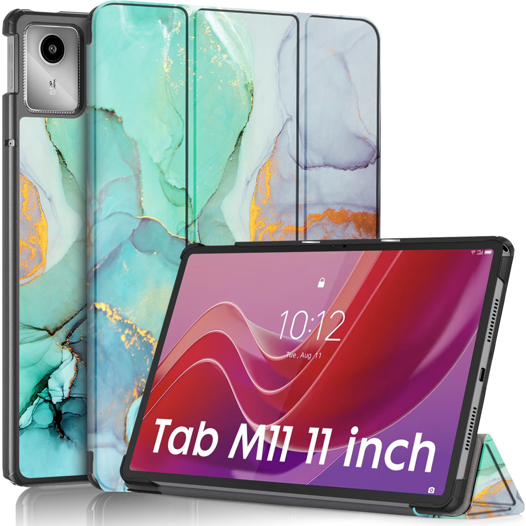 Robustrion Cover for Lenovo Tab M11 Cover Case, Trifold Flip Cover for Lenovo Tab M11 Tablet 11 inch [ Auto Sleep Wake Support] - Marble Green (B0CYGWY7F4) Amazon Price History, Amazon Price Tracker