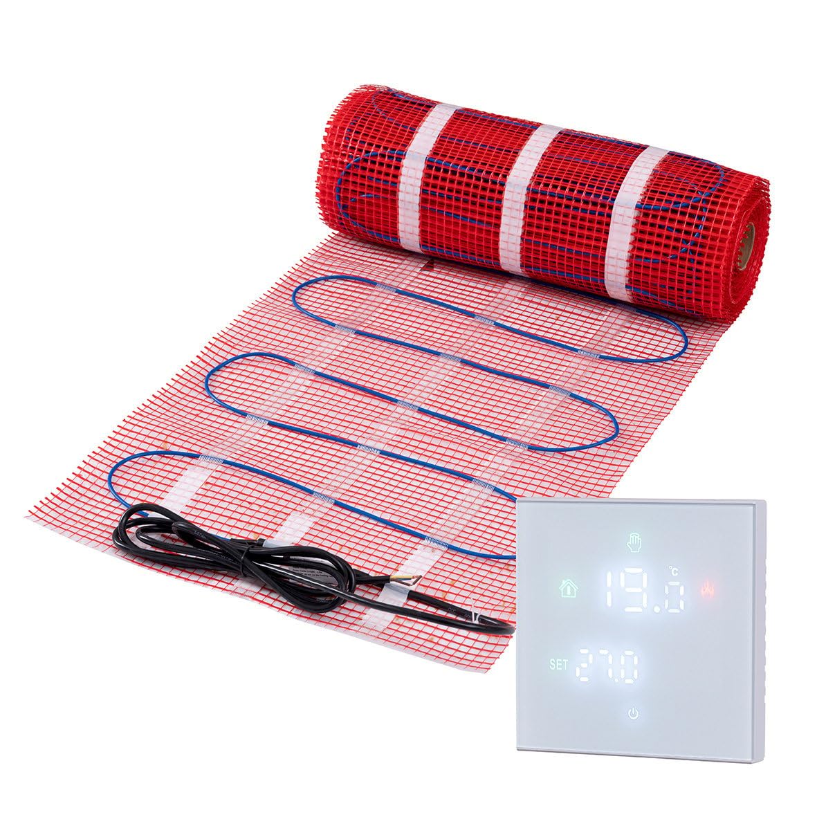 Kompletny elektryczny zestaw ogrzewania podłogowego, 200 W z termostatem WiFi, 2,5 m², biały