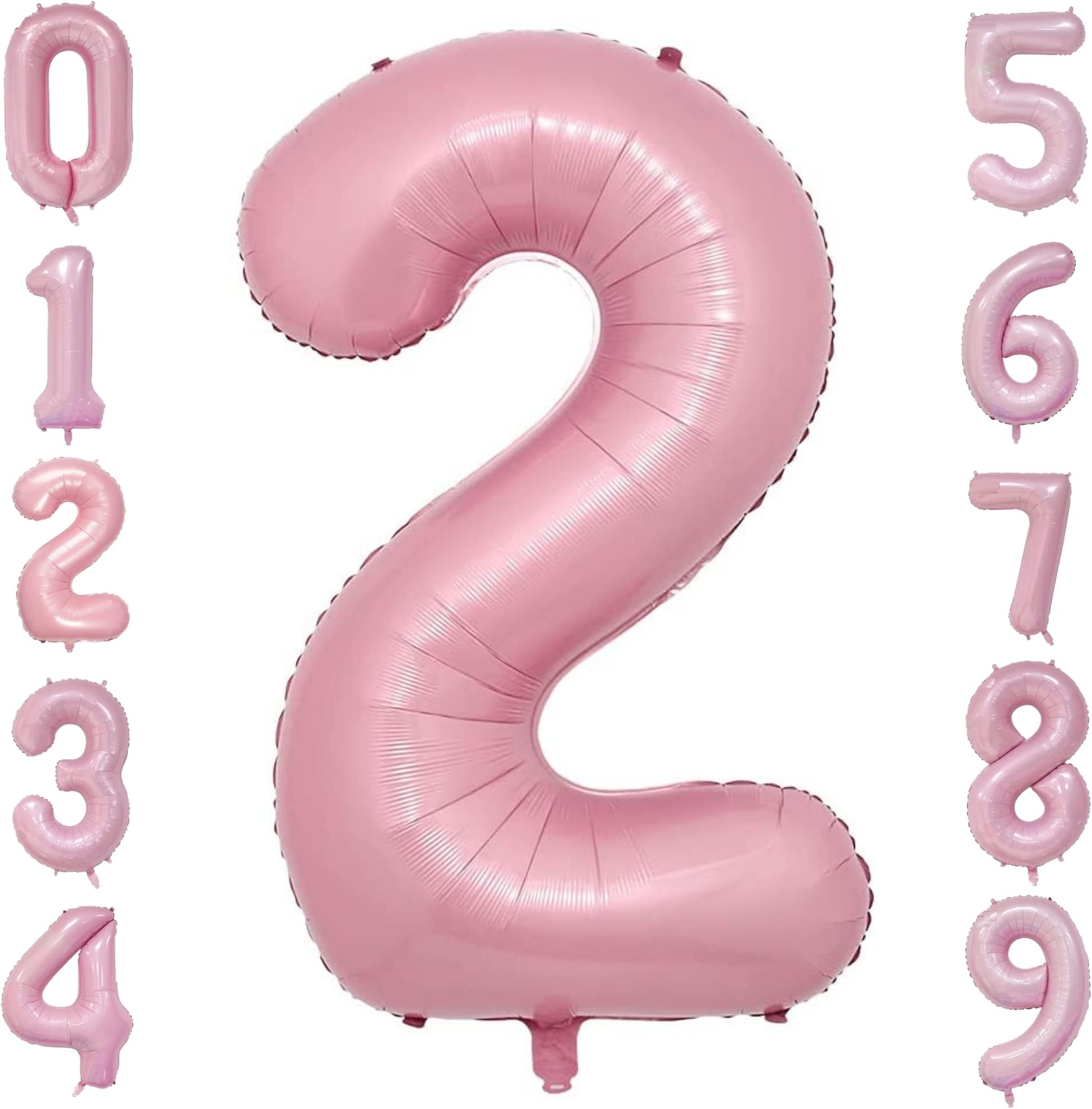 Party with Emma Helium Foil Number Balloon Party Decorations Supplies for Wedding Bachelorette Birthday (Number 2,40in, Pink)