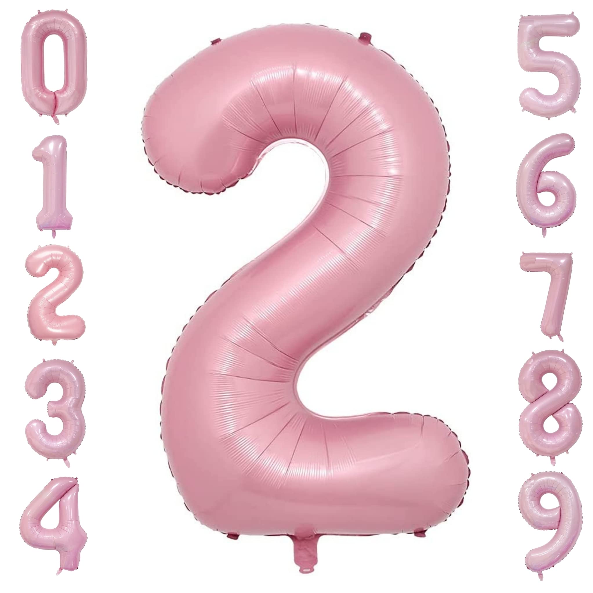 Party with Emma Helium Foil Number Balloon Party Decorations Supplies for Wedding Bachelorette Birthday (Number 2,40in, Pink)