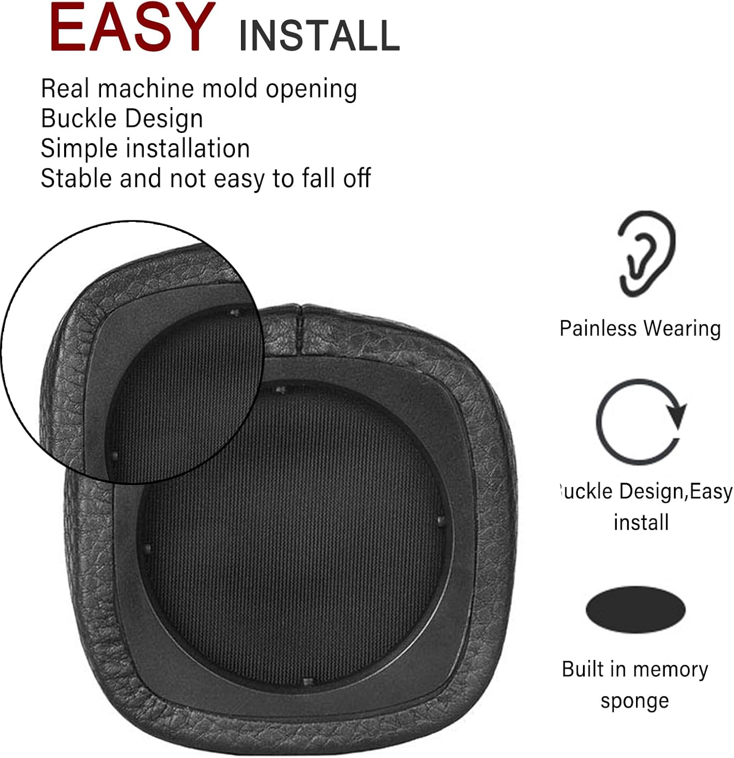 Major III Earpads Replacement Ear Pads Cushions Muffs Repair Parts Compatible with Marshall Major III 3 Wired/Wireless Bluetooth On-Ear Headphone (Black) - Image 2