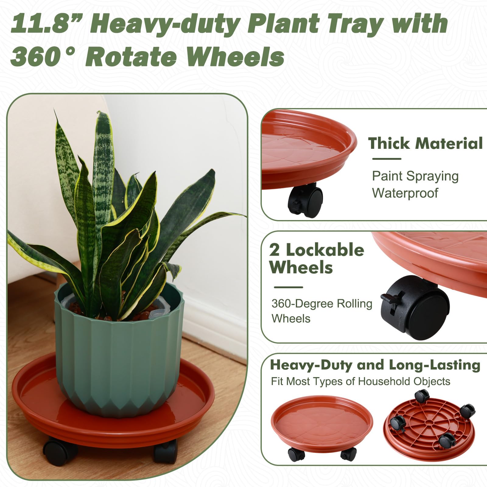 Pflanzen-Caddy Mit Rollen – 30,5 X 30,5 Cm, Metall, 4 Drehbare & Feststellbare Räder, Trägt Bis 172 Kg
