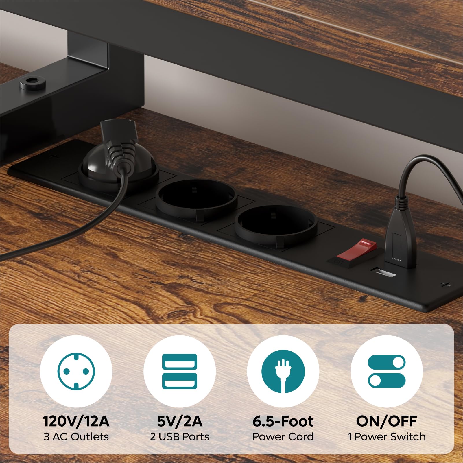 Bestier Gaming Tisch, 181x80 cm Schreibtisch mit LED-Leuchten, L-förmiger Schreibtische mit 3 AC-Steckdosen und 2 USB Ladeanschluss, Computertisch mit großzügiger Monitorablage, Kohlefaser