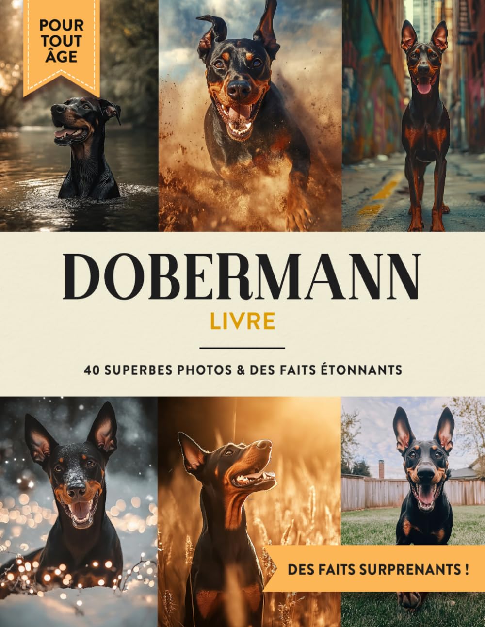 Dobermann Livre: 40 Photos de Chiens et Faits à Offrir en Cadeau Éducatif aux Enfants et Adultes