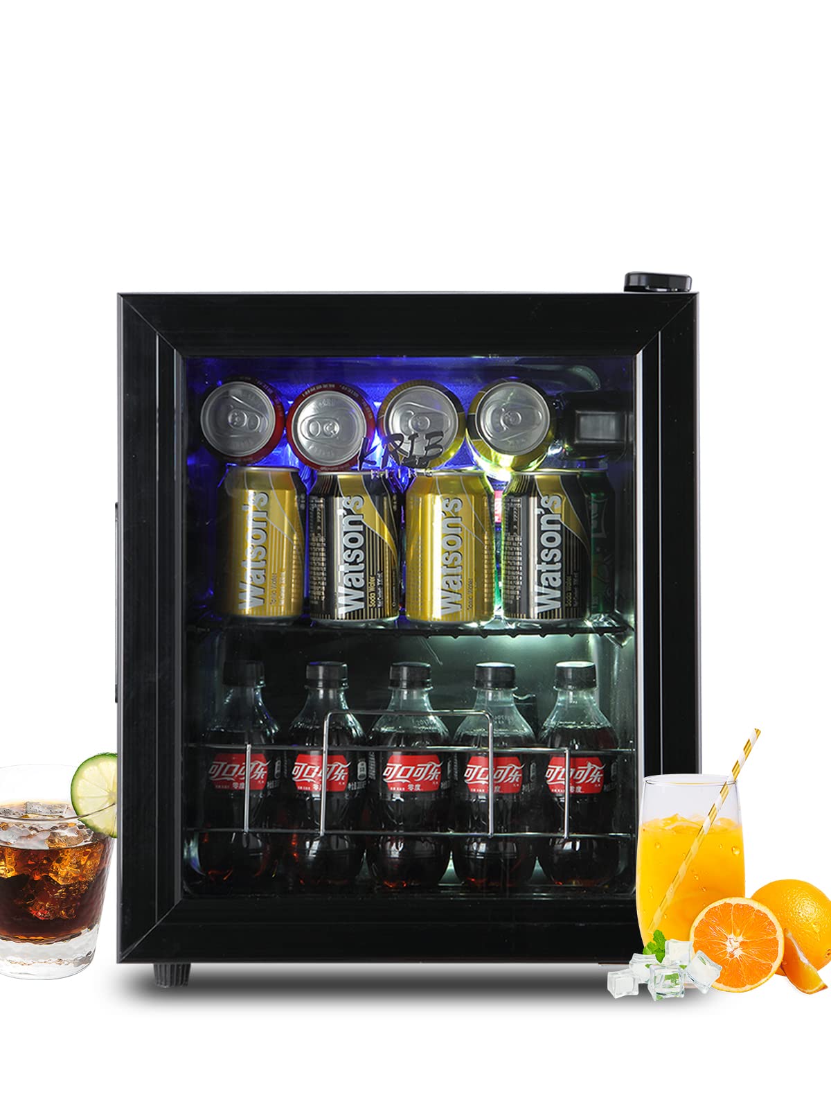 KRIB BLING Mini Beverage Refrigerator, 75 Cans Fridge with Double-Layer Tempered Glass, Beverage Cooler with 7 Temperature Adjustable, for Home, Office, Apartment, Dormitory, BLACK on Fridge.com