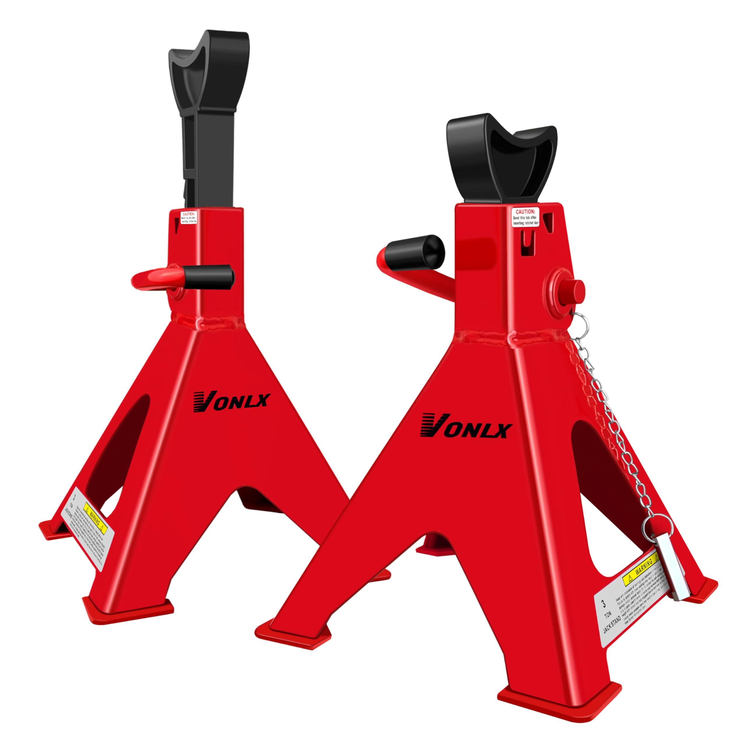 VONLX Car Jack Stands 3 Ton Adjustable Auto Floor Jackstands with Double Locking and Large Foot Base for Lifting SUVS, Heavy Duty Carbon Steel 6,000 lb Capacity 2 Pack