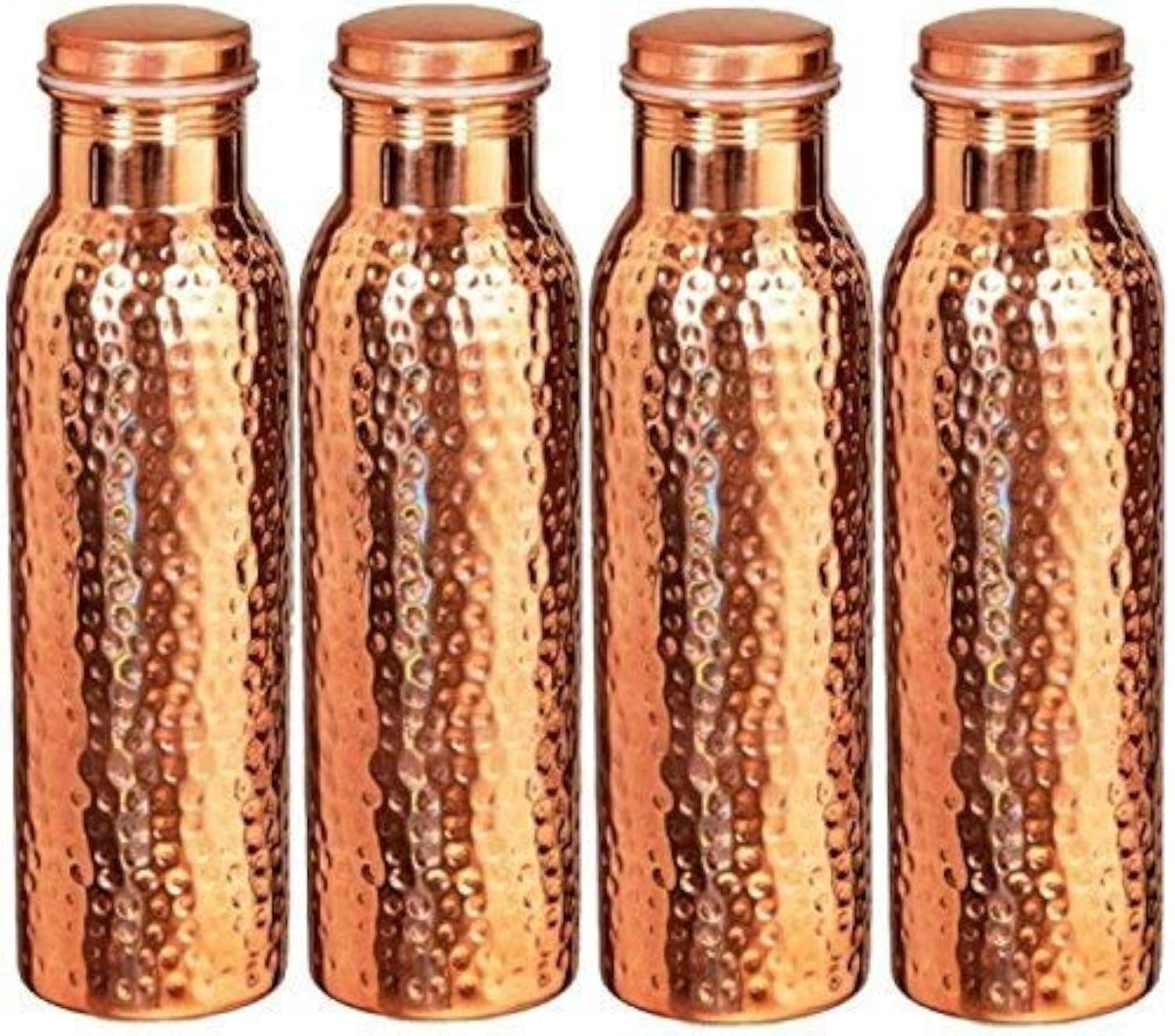 HarLen Hammered Copper Water Bottle with Lid 34 Oz Pack of 4