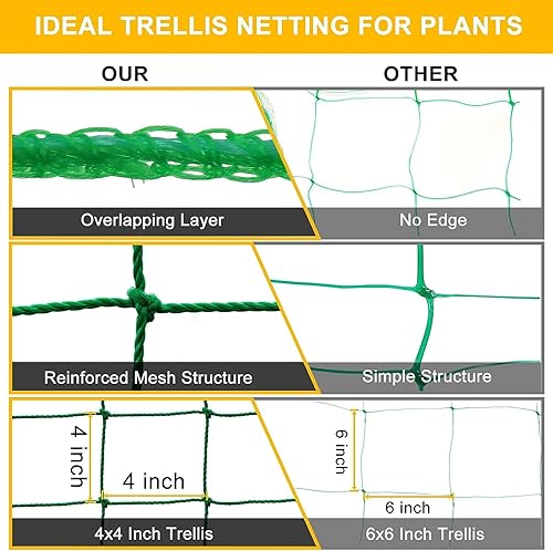 Miniatura 4 de Red de enrejado de jardín para plantas trepadoras al aire libre, red de plantas de 6.6 x 16.4 pies para pepino, tomate, 27 hebras de red de enrejado