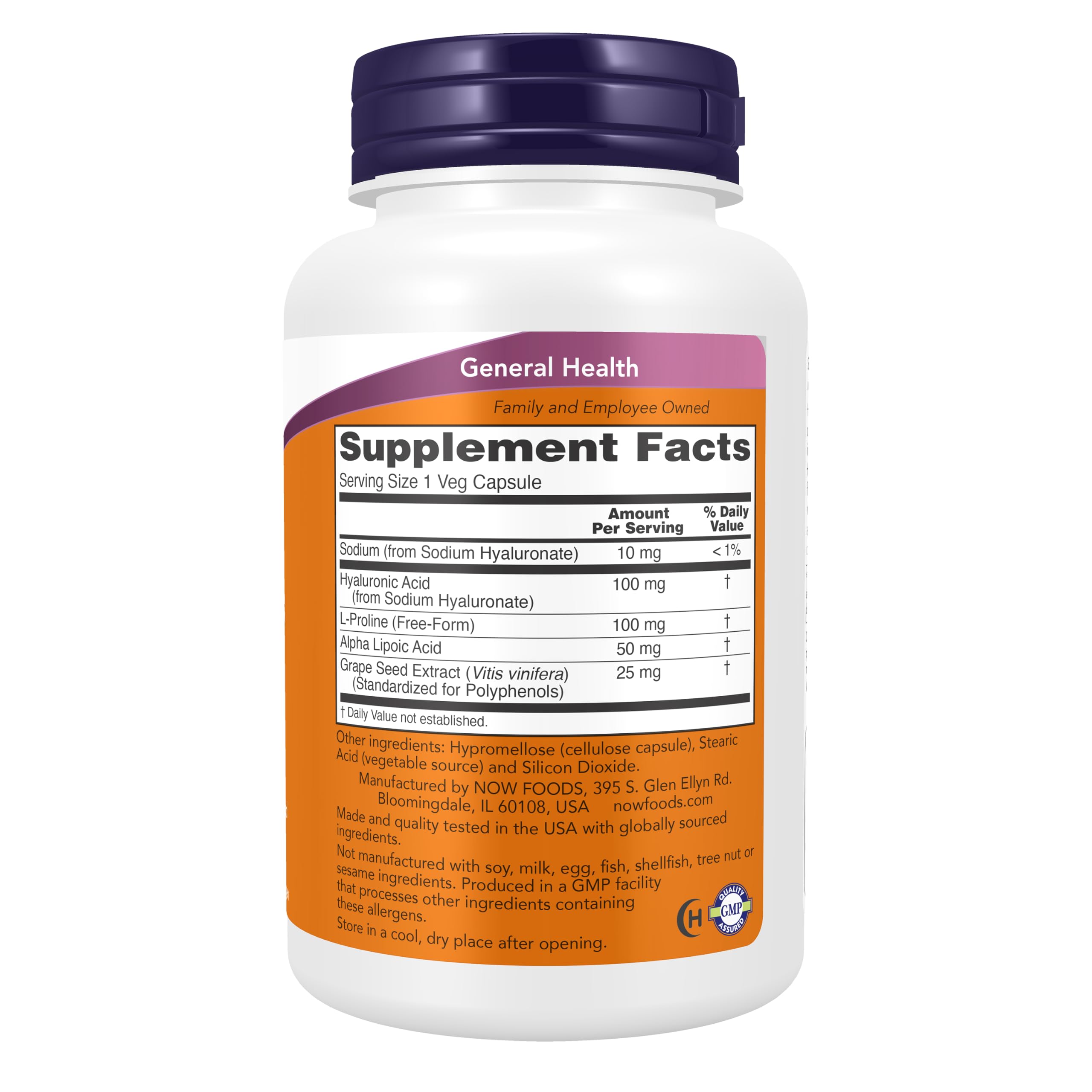 NOW Supplements, Hyaluronic Acid 100 mg, Double Strength, 120 Veg Caps — Amazon image 2