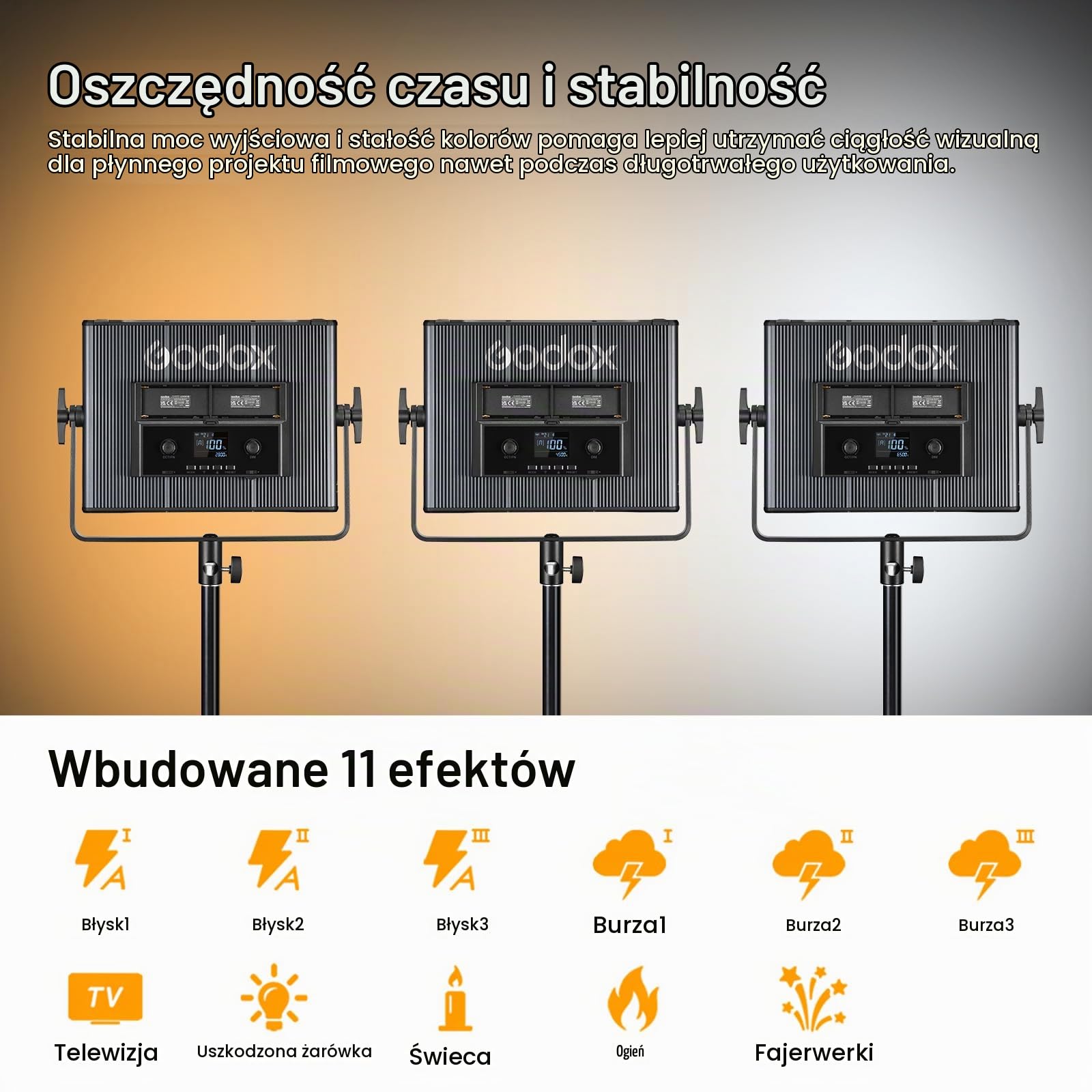 GODOX LDX50Bi 65 W Bi-Color lampa fotograficzna LED, panel świetlny wideo 2800 K – 6500 K, 11 specjalnych efektów świetlnych, CRI≥96 z panelem Soft-Light obsługuje bezprzewodowe sterowanie 2,4 G do