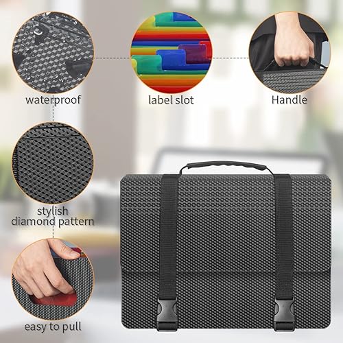 Miniatura 2 de Carpetas de archivos expansibles, organizador de archivos de acordeón de 25 bolsillos, carpeta de archivo expandible con asa, caja de archivos