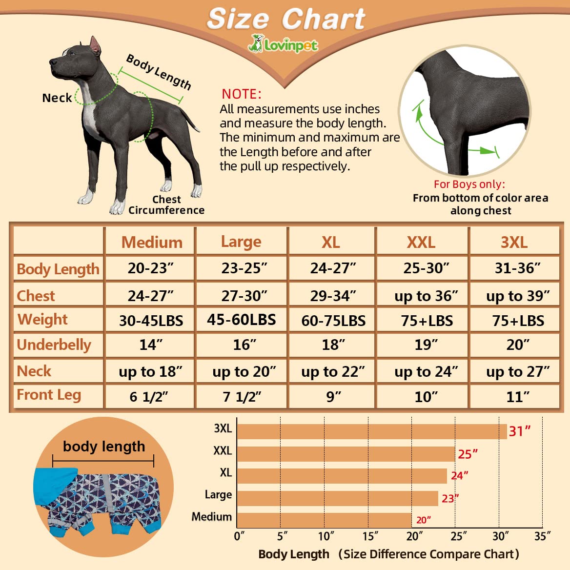 LovinPet Hundebody – Postoperativer Overall Für Große Hunde Mit Reflektierendem Design