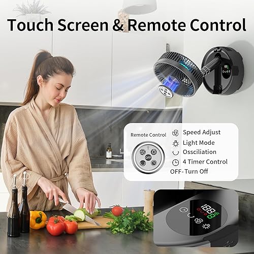 Miniatura 5 de Socool - Ventilador portátil de 20000 mAh de 8 pulgadas, funciona con pilas, ventilador de carga oscilante, luz LED de control remoto, 112 horas