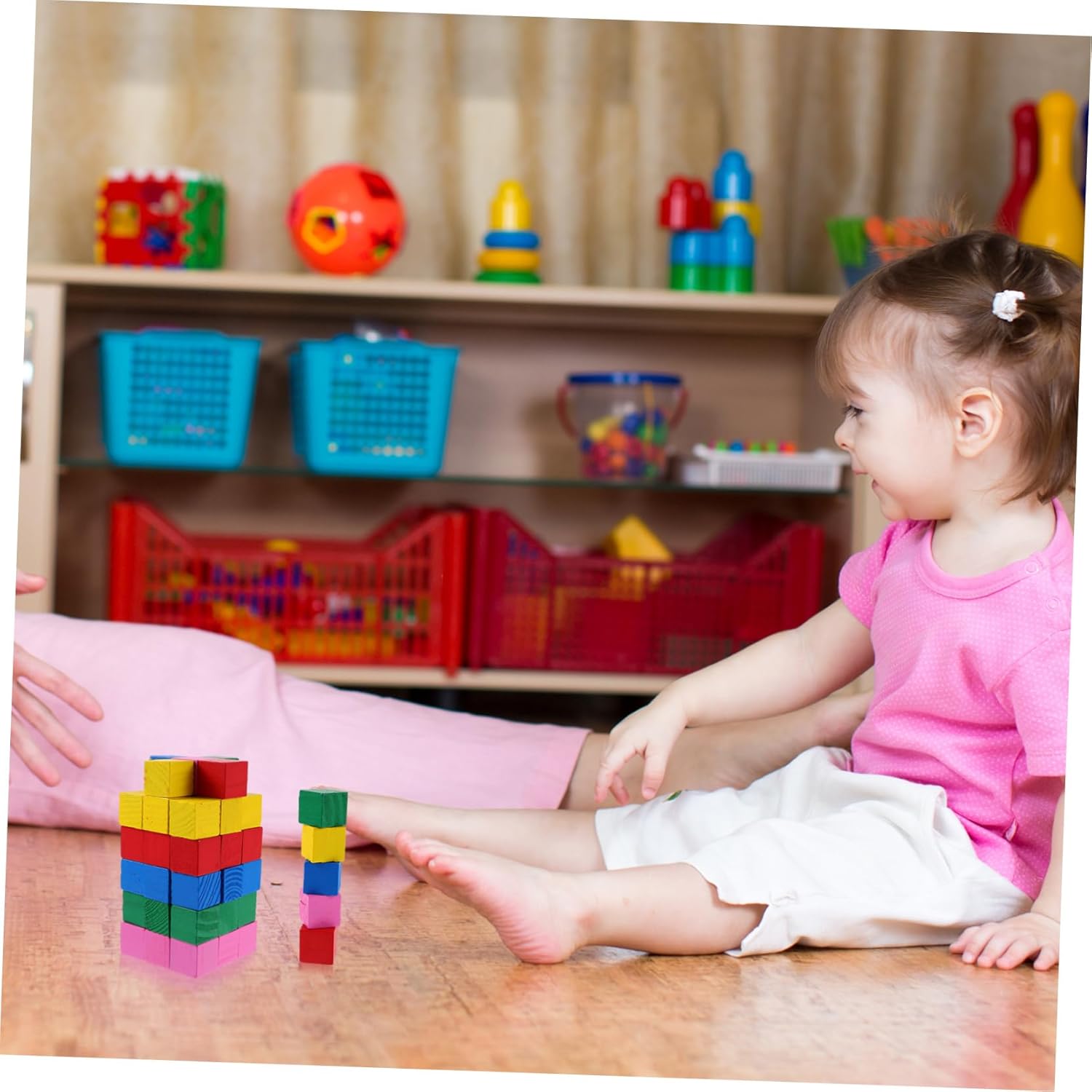 YARNOW 200Pcs Building Blocks for Safe and Stacking Cube Blocks for Hand Eye Coordination for Early Childhood Development and Imaginative Play