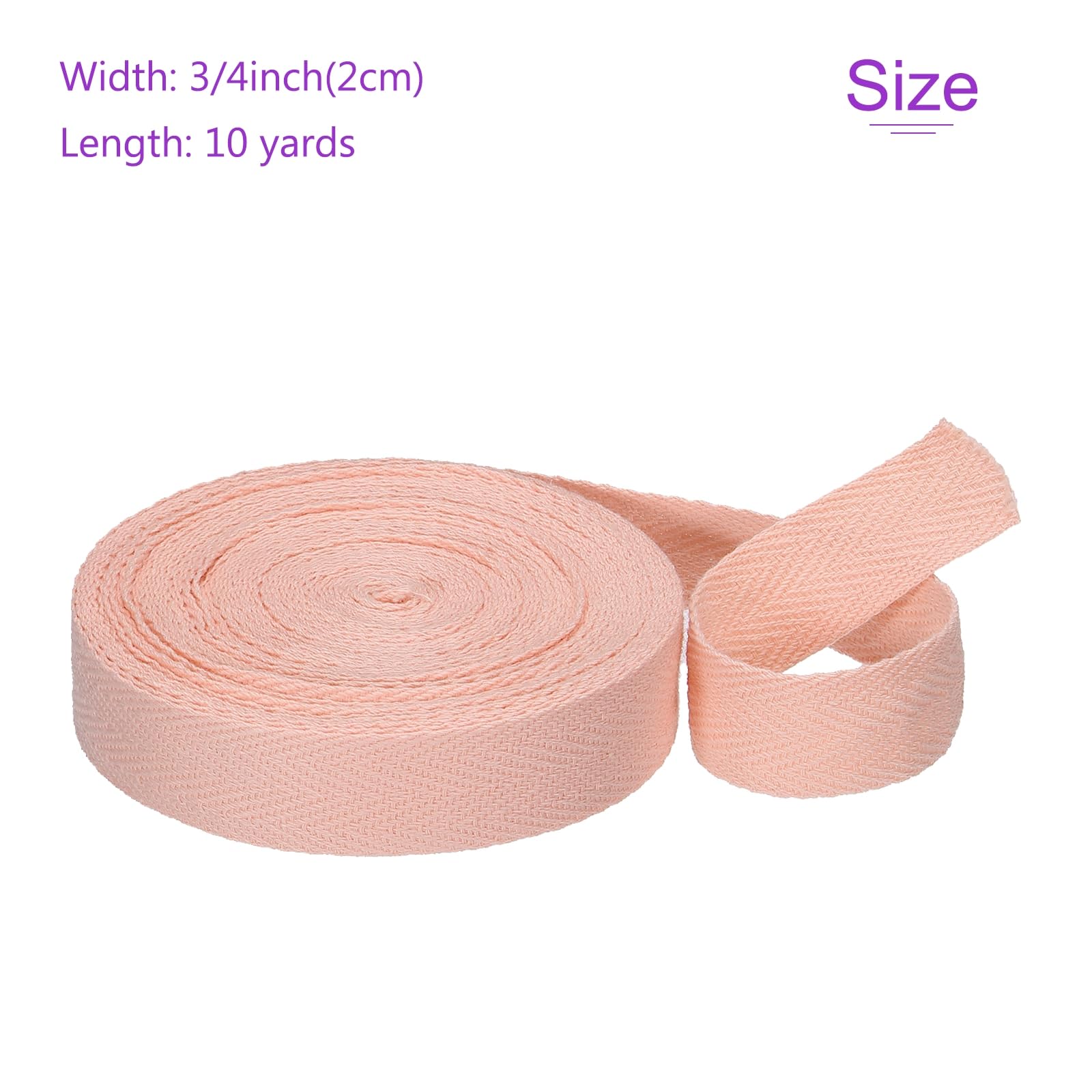 DMiotech 3/4"(2cm) 10 Yards Cotton Twill Tape Cotton Ribbons Bias Binding Tape Herringbone Tape Ribbons Pink for DIY Crafts Clothes - Image 3