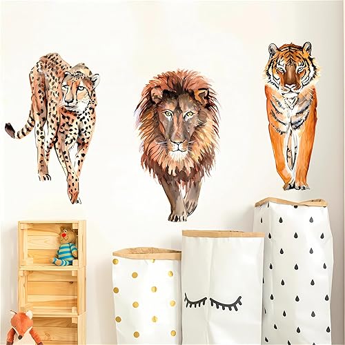Miniatura 3 de sacinora - Calcomanías de pared con diseño de tigre león y leopardo, calcomanías de pared extraíbles de vinilo extraíble para sala de estar,
