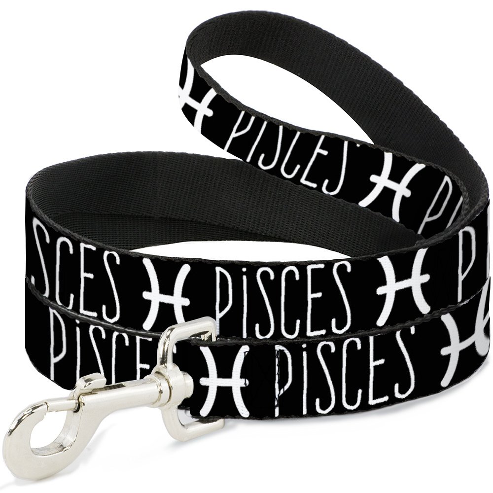 Laisse pour chien Zodiaque Poissons Buckle Down nylon noir blanc 6 pieds