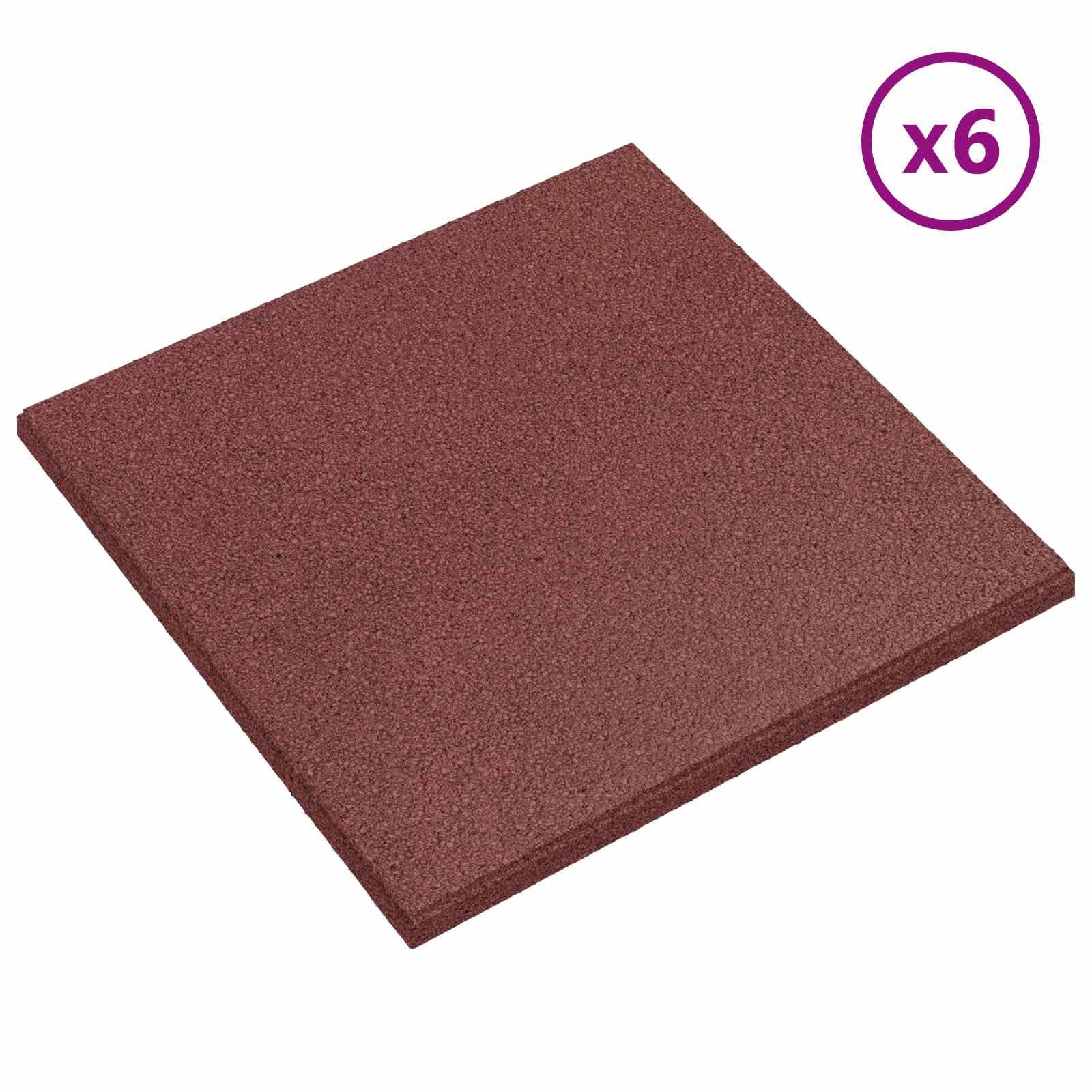 Stoßdämpfende Gummi-Fallschutzmatten 24 Stück Rot 50x50 cm, 3 cm Dicke Sturzschutzfliesen für Outdoor-Spielbereiche und Gärten, stoßfeste Bodenplatten
