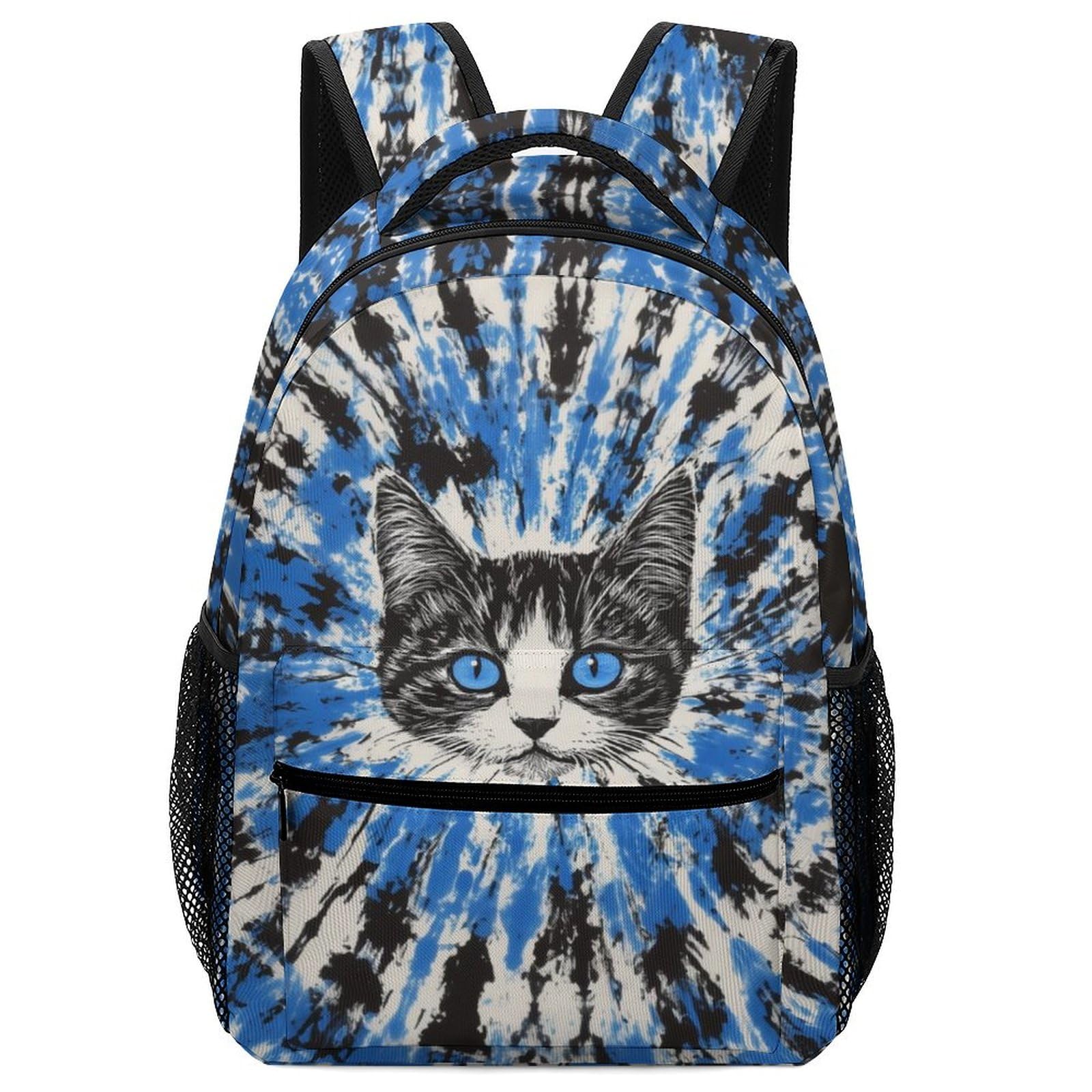 Snbidmk Funny Cat Backpack Kids Boys Girls Cute Kitten Back Pack for School Tie Dye Daypack for Teens