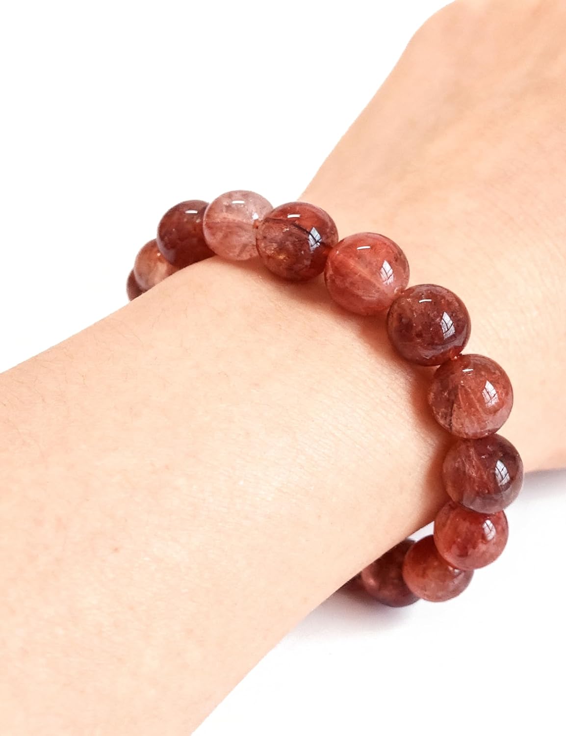 Silan's Natural Red Aventurine Bracelet with Lucky Card, red Crystal Stretch Gift for Women, Elastic Adjustable Gemstone Jewelry with Sparkles - Image 4