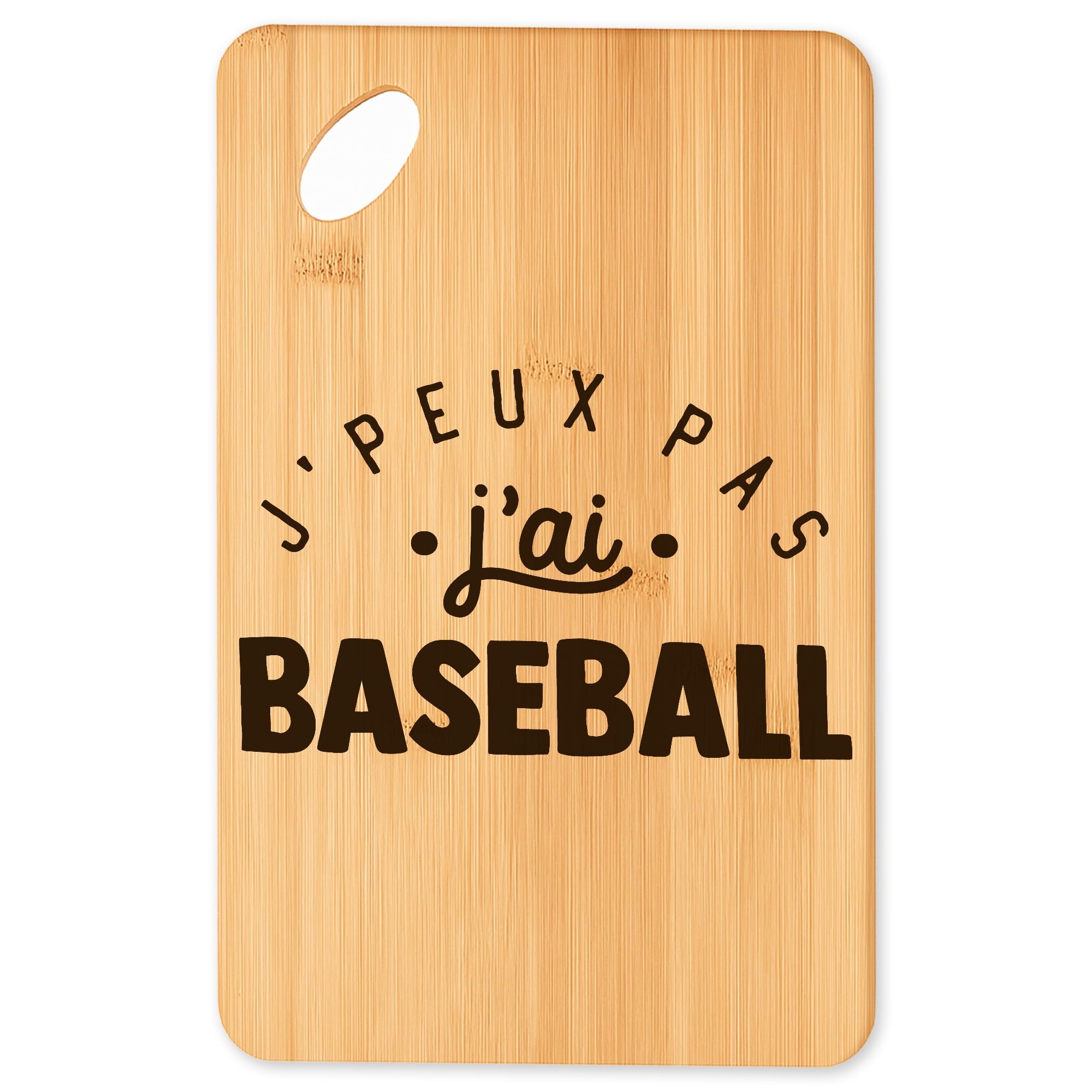 Plateau Apéro Cuisine anti-taches en bambou blanc : planche à découper baseball robuste