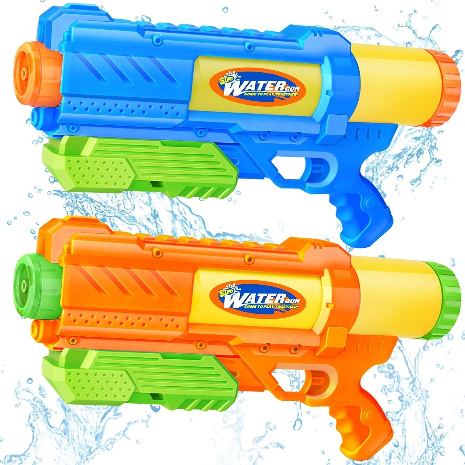 Super Water Gun for Kids Adults: 1200cc Super Water Gun Soaker 2 Pack Squirt Blasters with Impressive Range - Ideal Toys for Boys Girls Summer Outdoor Swimming Pool Beach Sand Water Fighting Fun