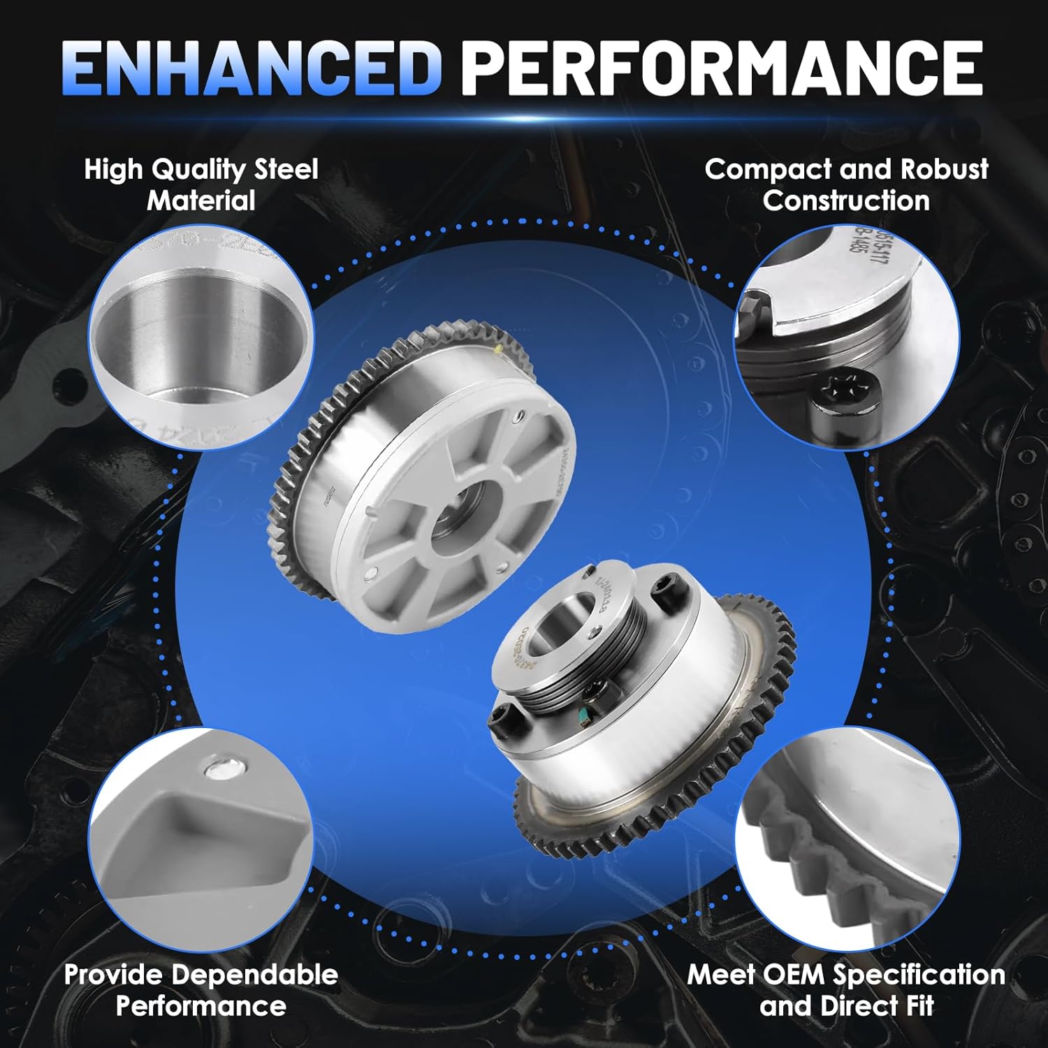Timing Chain Kit with VVT Camshaft Sprocket Fits for Hyundai Elantra Kona Veloster, for Kia Forte Forte5 Soul Seltos 2.0L Engine Timing Chain Kit 243502E700 243702E020 Intake&Exhaust Sprocket