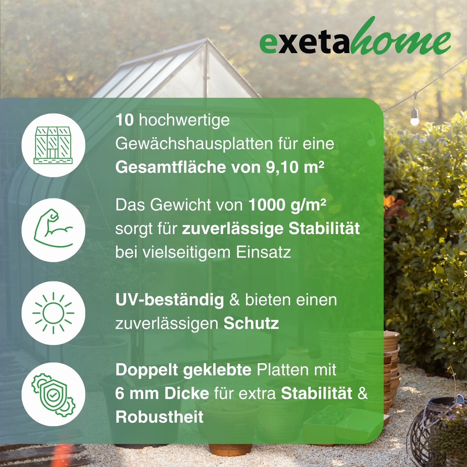 10x Gewächshausplatten 6mm I Polycarbonat Hohlkammerplatten für Gewächshäuser I PC Doppelstegplatten UV-beständig & bruchsicher I für Garten, Frühbeet uvm I 60,5cm x 150cm I Transparent